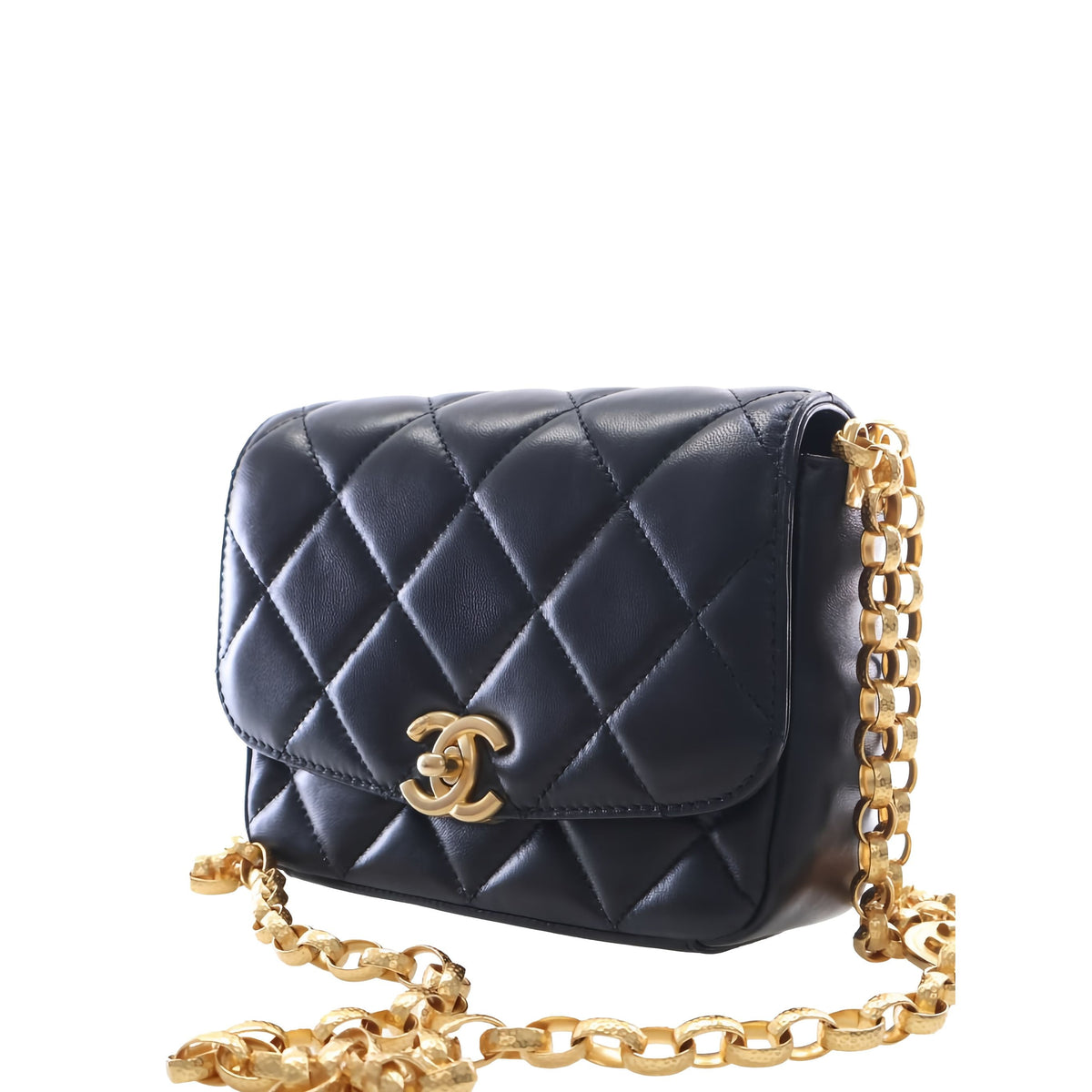 Chanel Small Quilted Lambskin CC Coin Flap — Black
