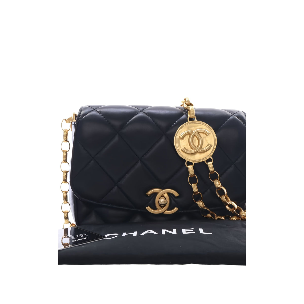 Chanel Small Quilted Lambskin CC Coin Flap — Black