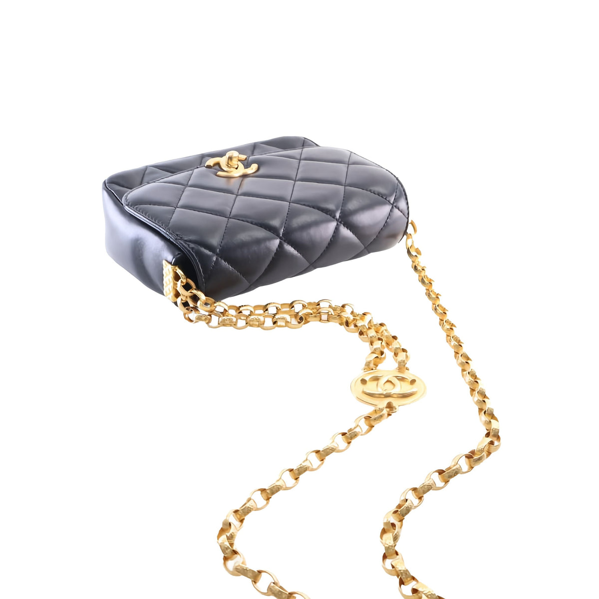 Chanel Small Quilted Lambskin CC Coin Flap — Black
