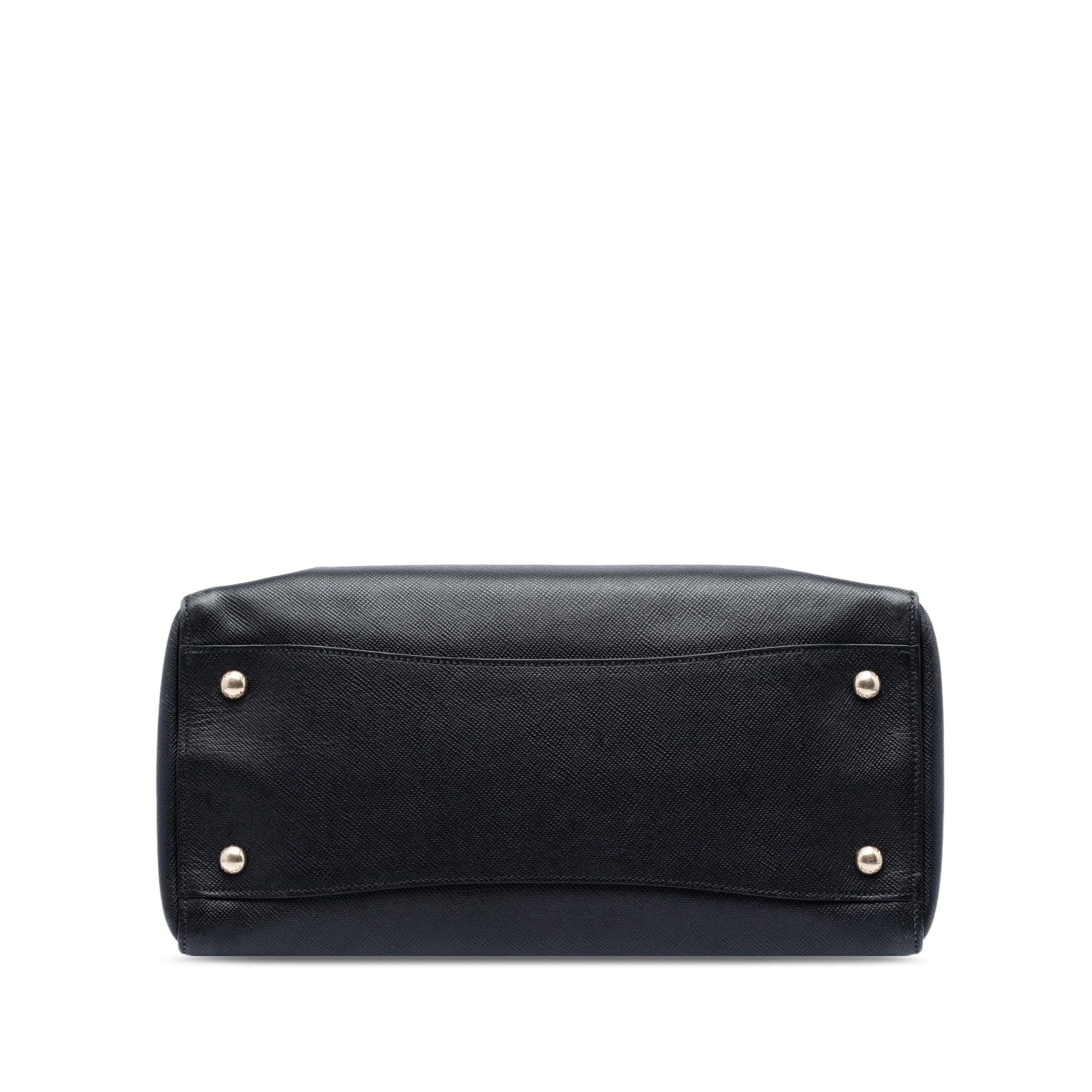 Prada Large Saffiano Cuir Double Zip Top Handle Bag