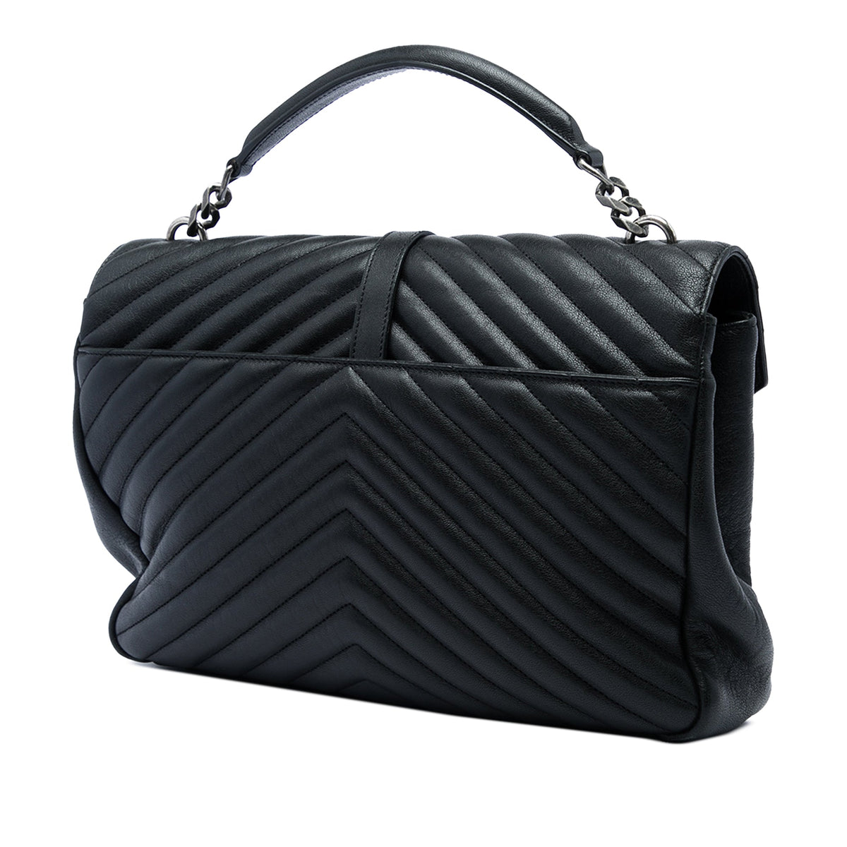 Saint Laurent Large Chevron Sheepskin Monogram College Satchel
