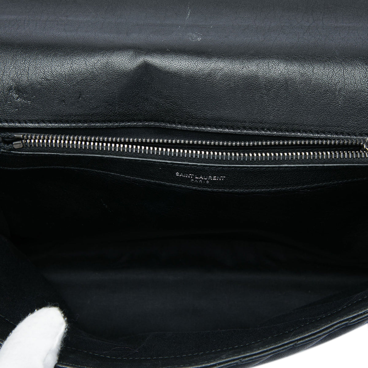 Saint Laurent Large Chevron Sheepskin Monogram College Satchel