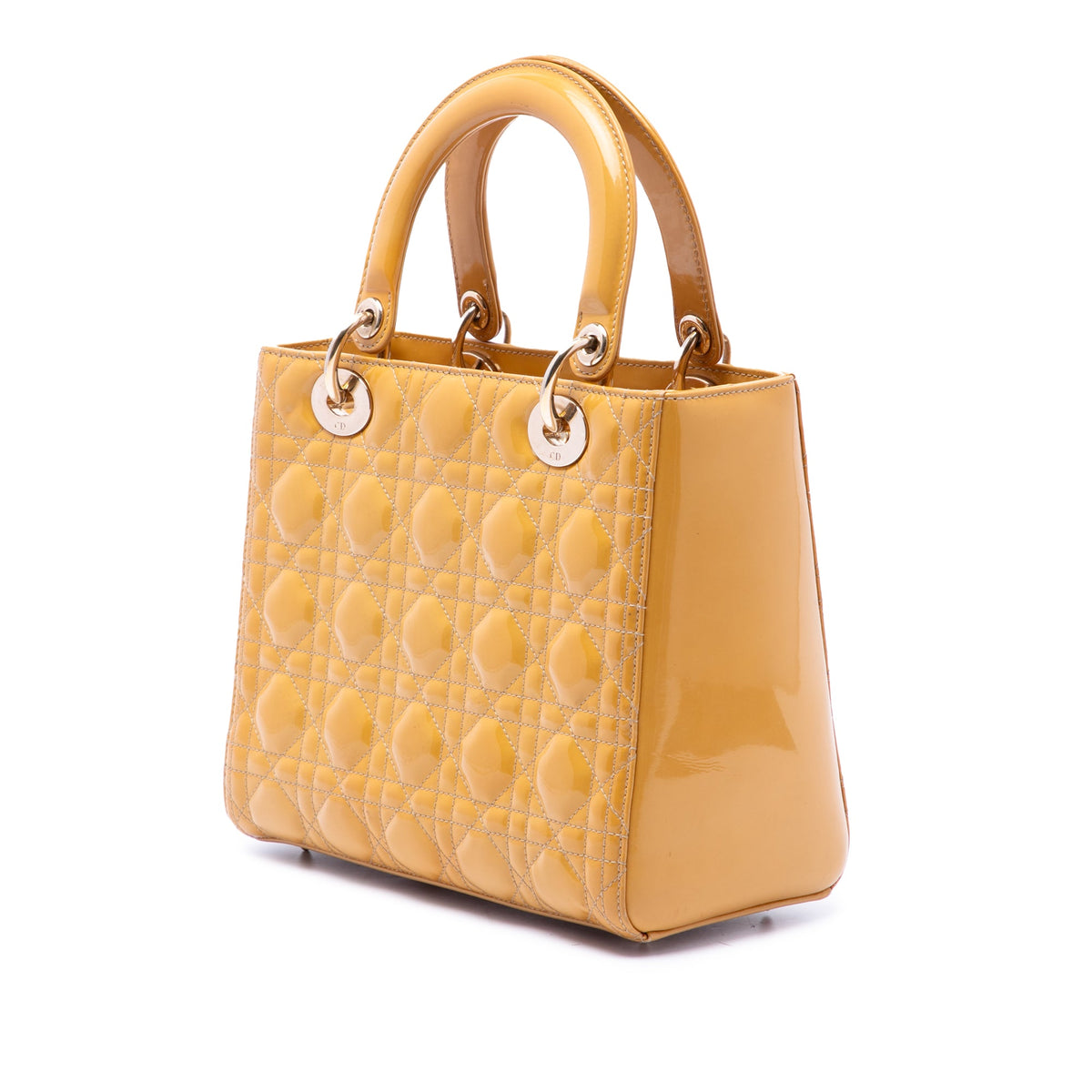 Dior Medium Patent Cannage Lady Dior — Yellow