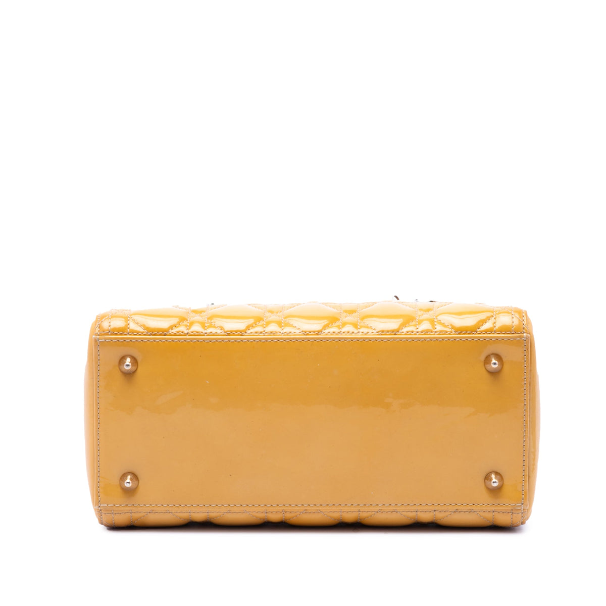 Dior Medium Patent Cannage Lady Dior — Yellow