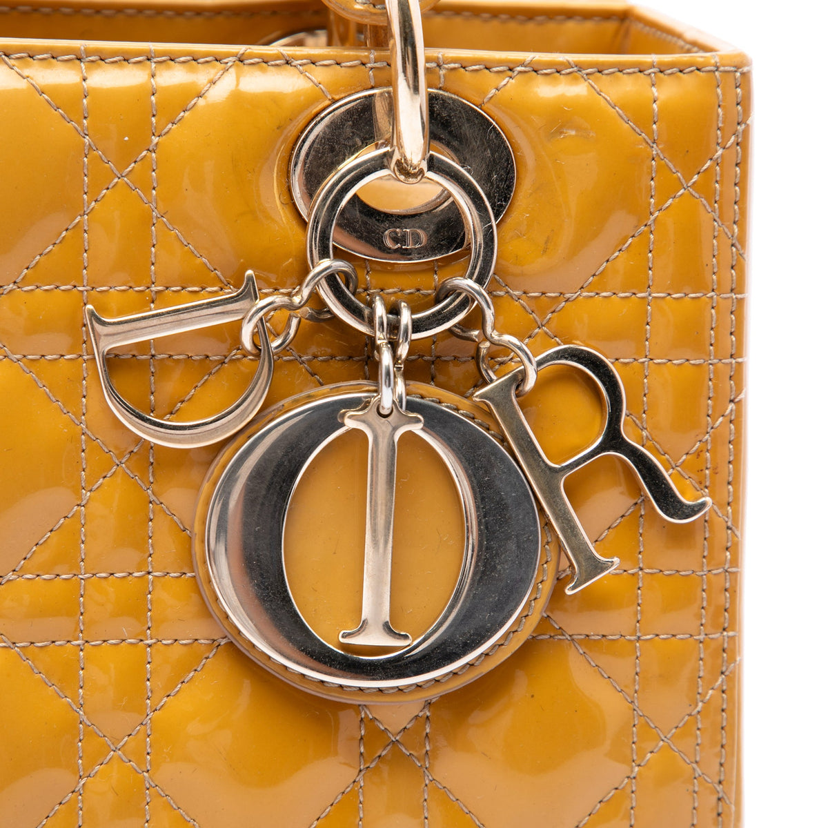 Dior Medium Patent Cannage Lady Dior — Yellow