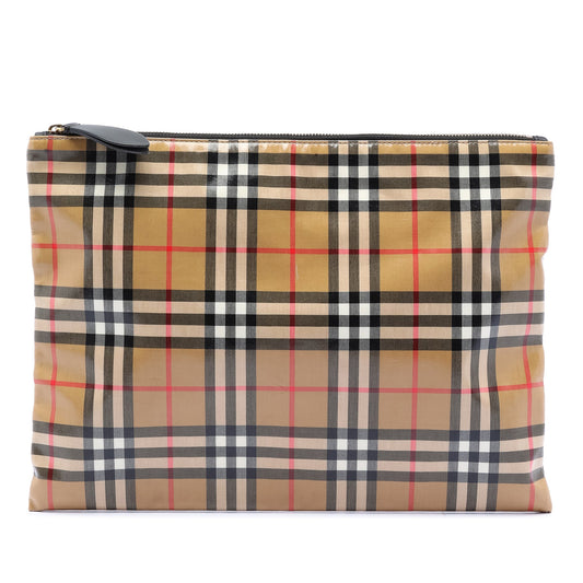 Burberry House Check Coated Canvas Clutch