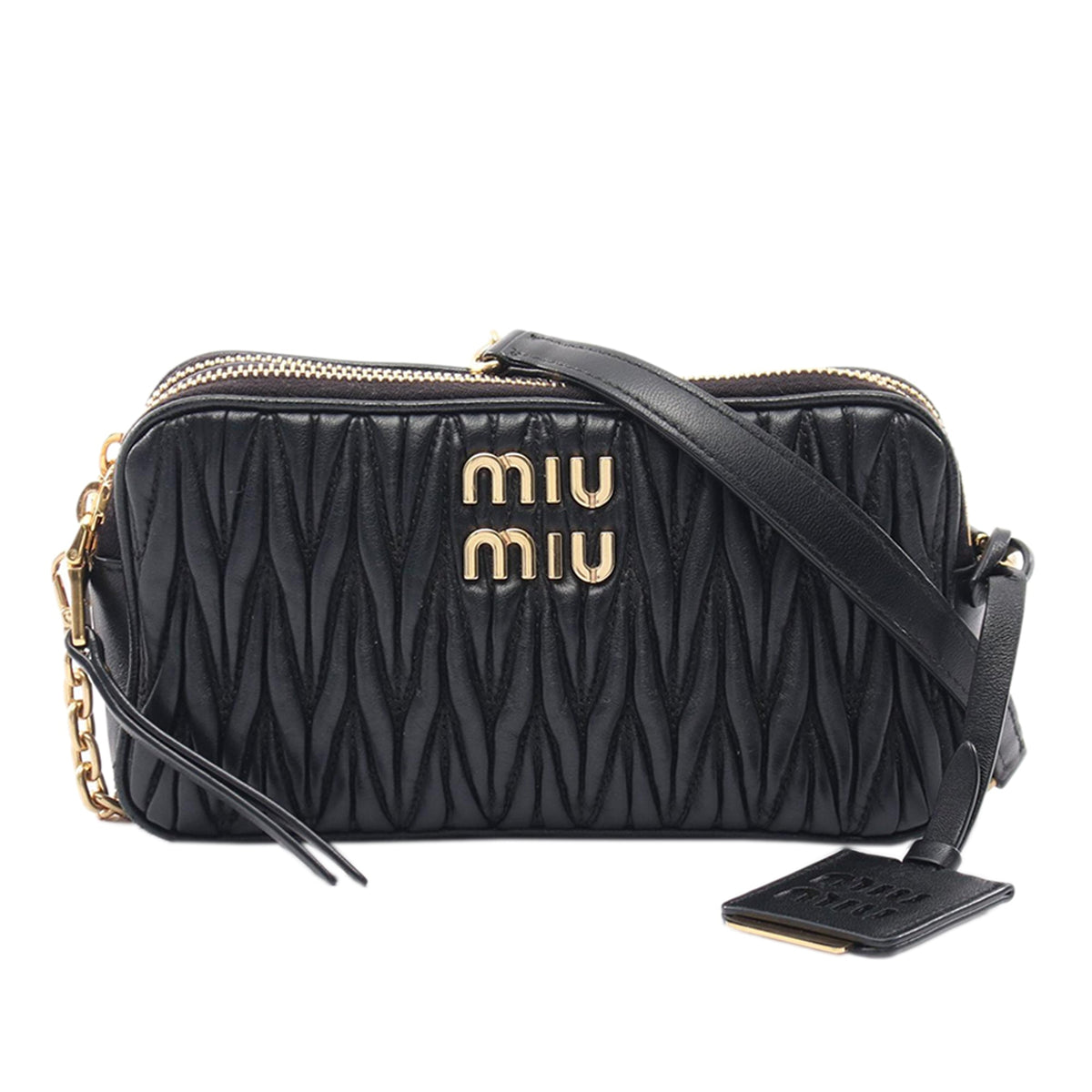 Miu Miu Matelasse Nappa Crossbody — Black