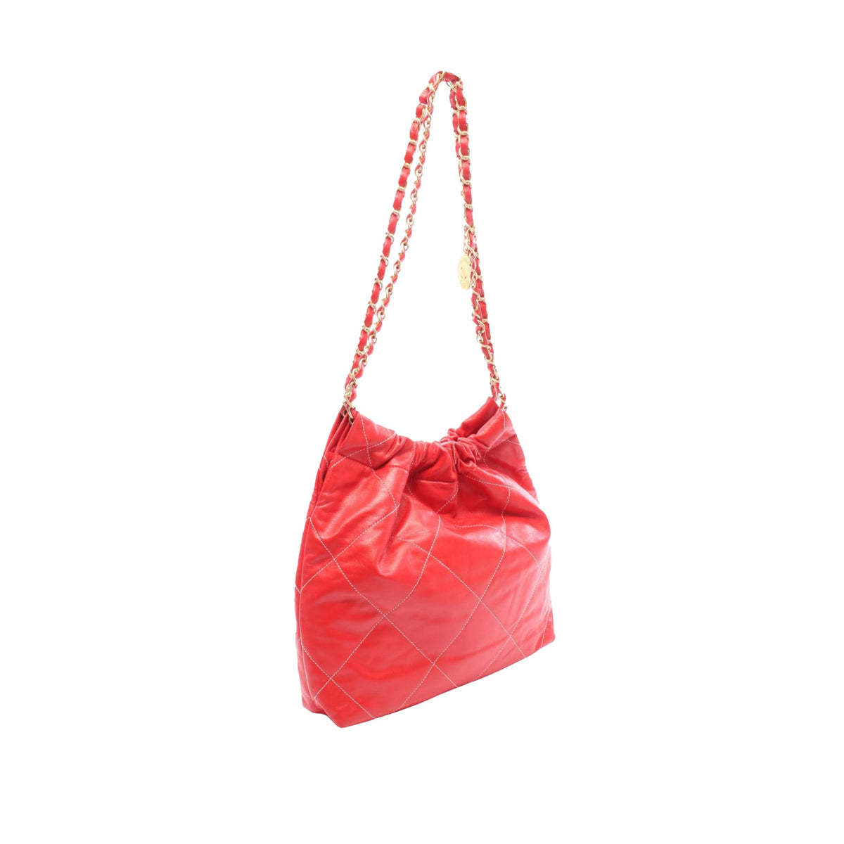 Chanel Small Quilted Shiny Calfskin 22 Shoulder Bag — Red