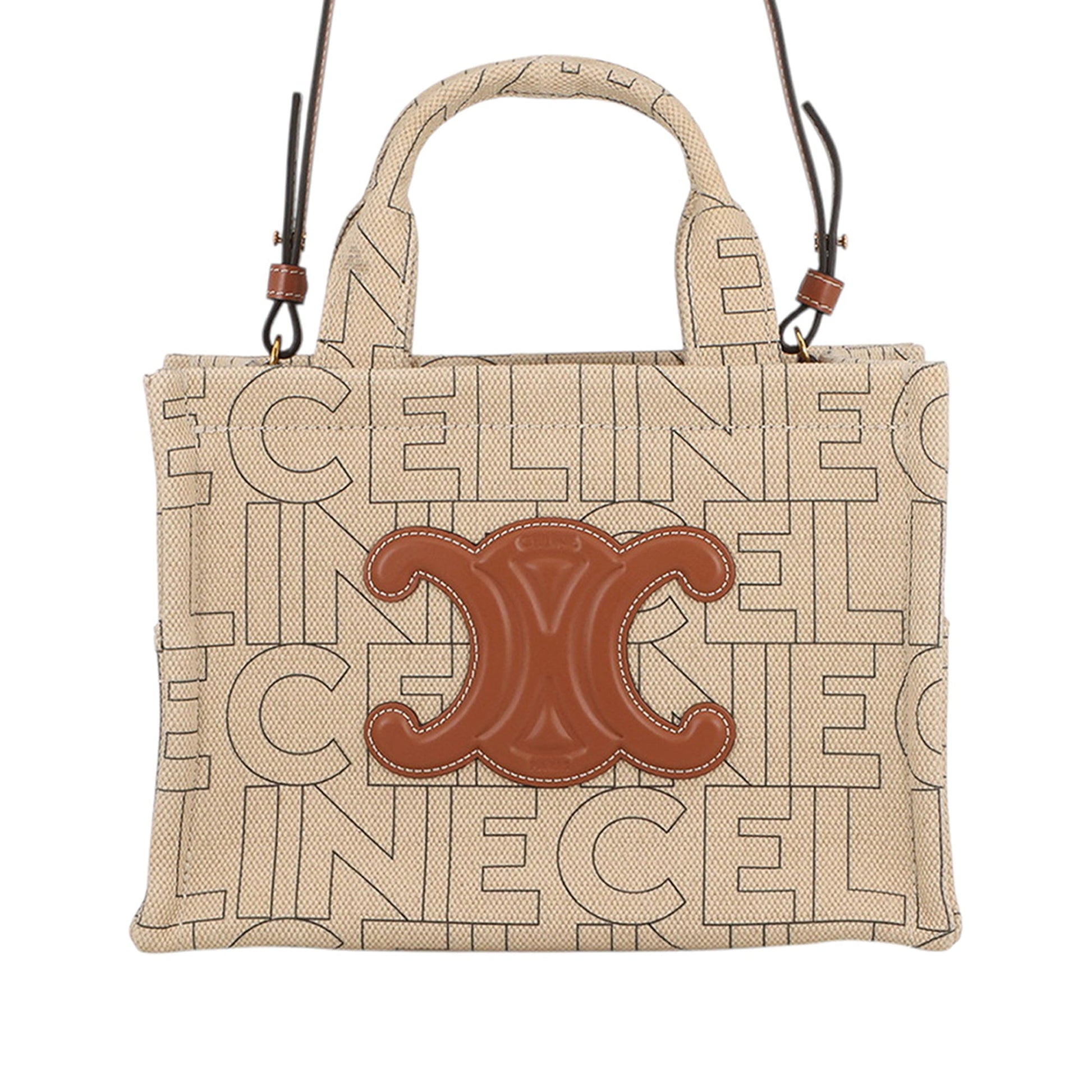 Celine Small Printed Canvas Triomphe Cabas Thais Tote