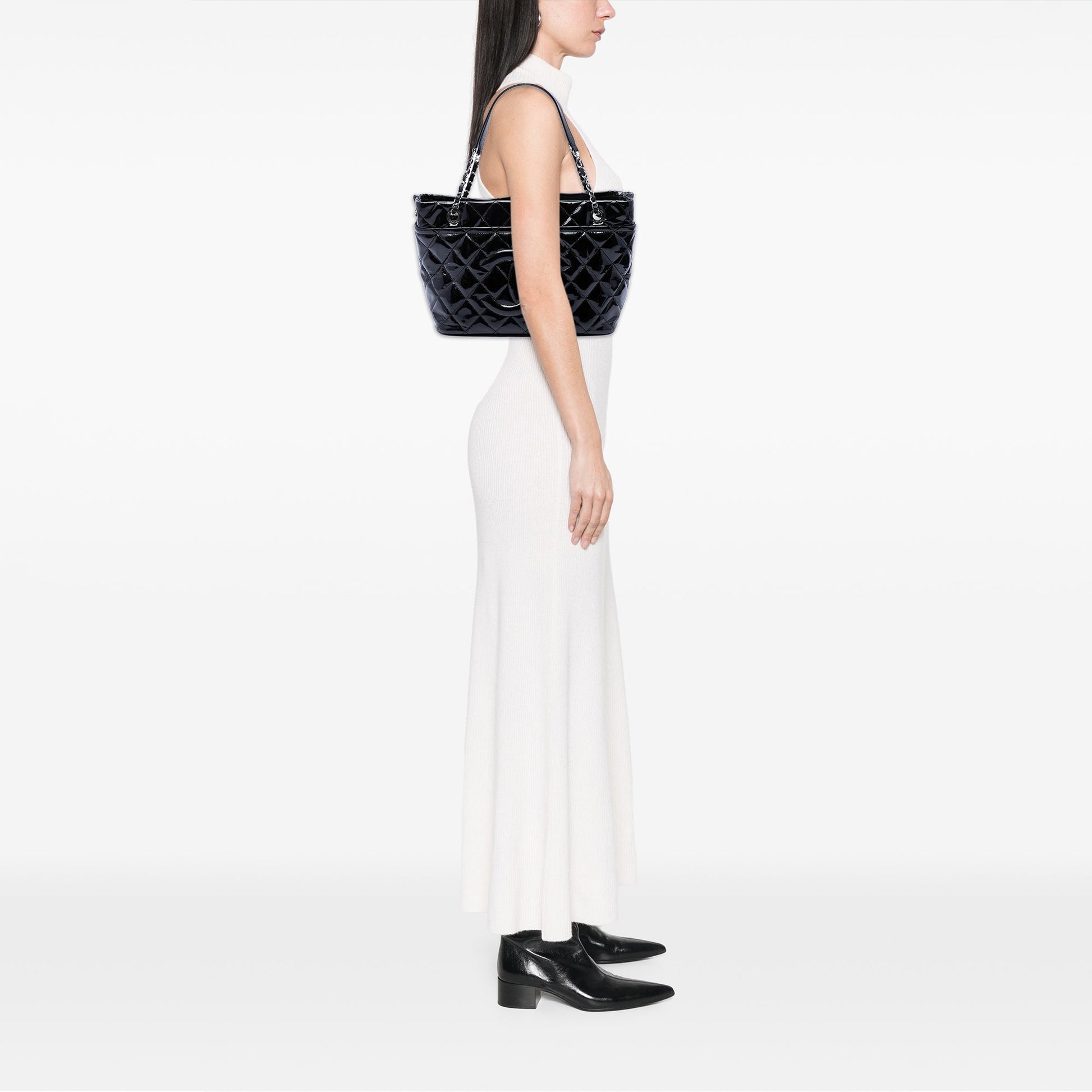 Chanel CC Quilted Patent Timeless Soft Tote