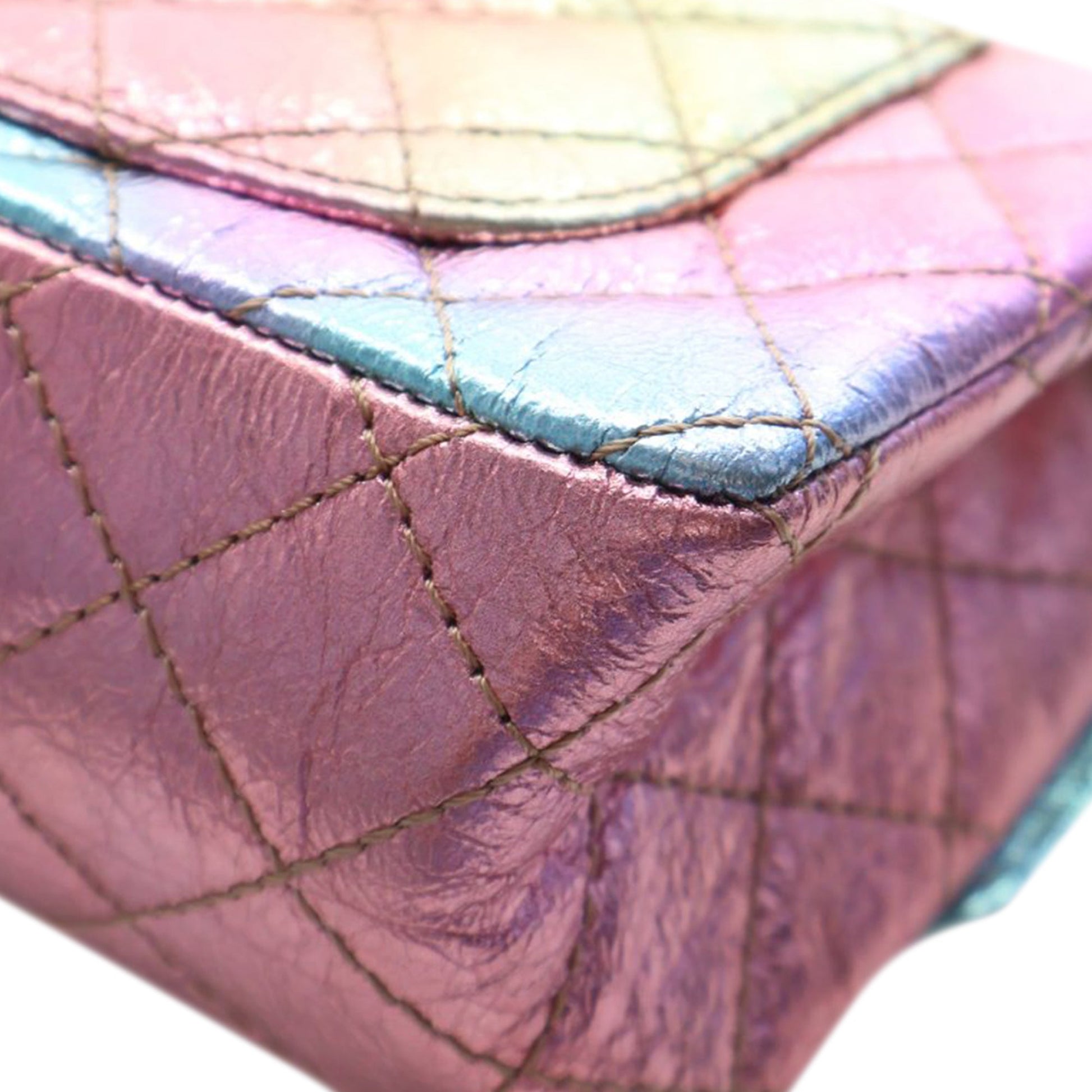Crinkled Calfskin Rainbow Reissue 2.55 Single Flap 224