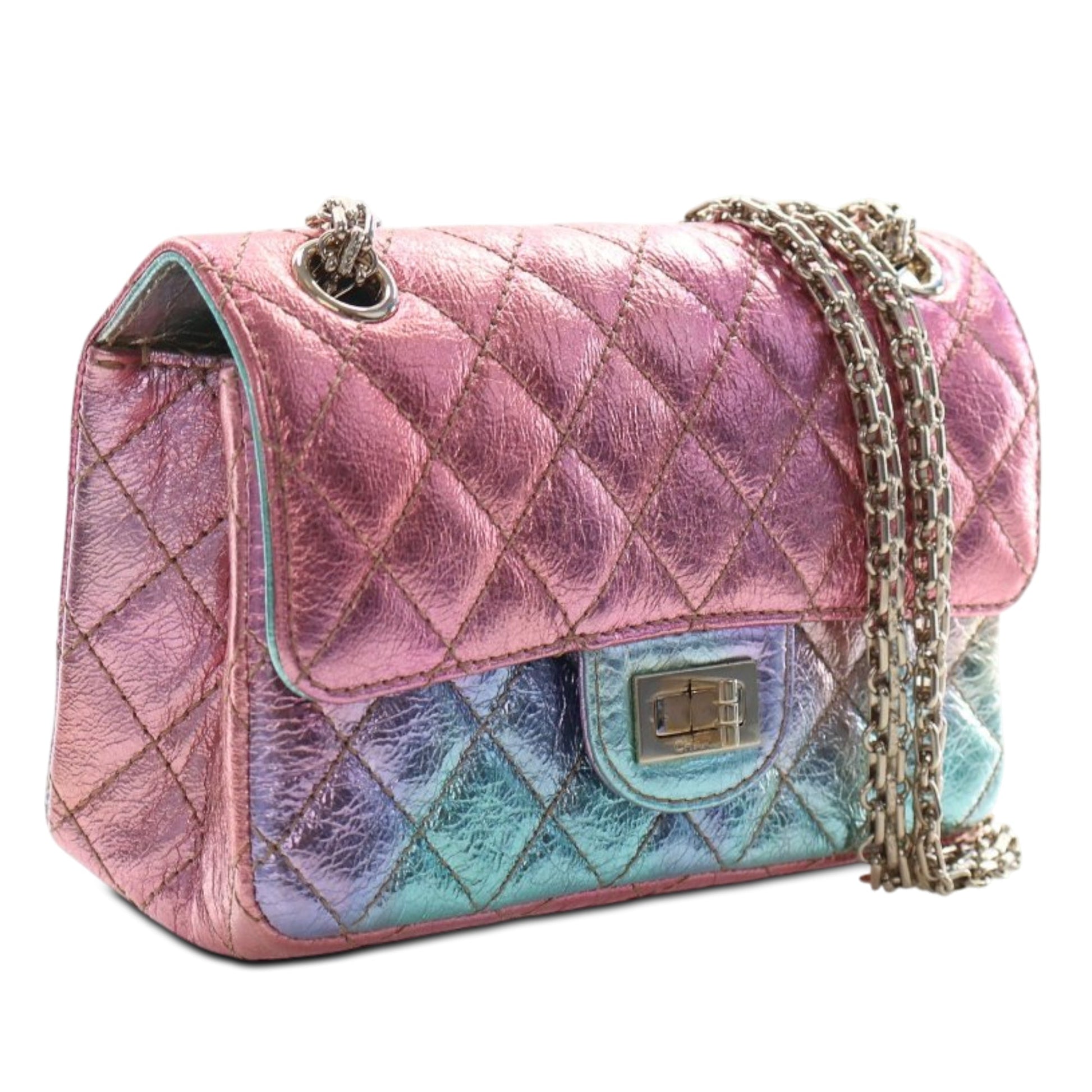 Crinkled Calfskin Rainbow Reissue 2.55 Single Flap 224