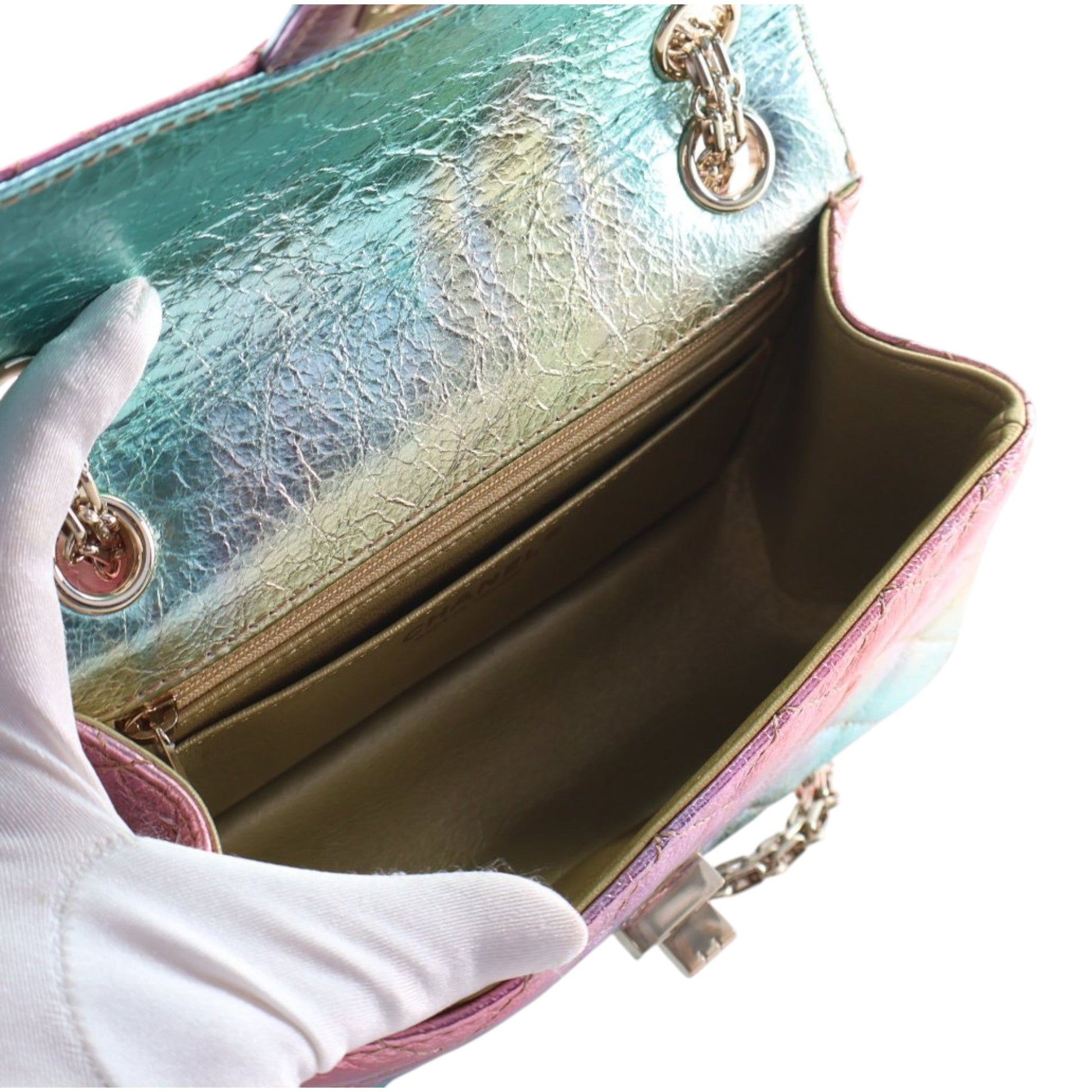 Crinkled Calfskin Rainbow Reissue 2.55 Single Flap 224