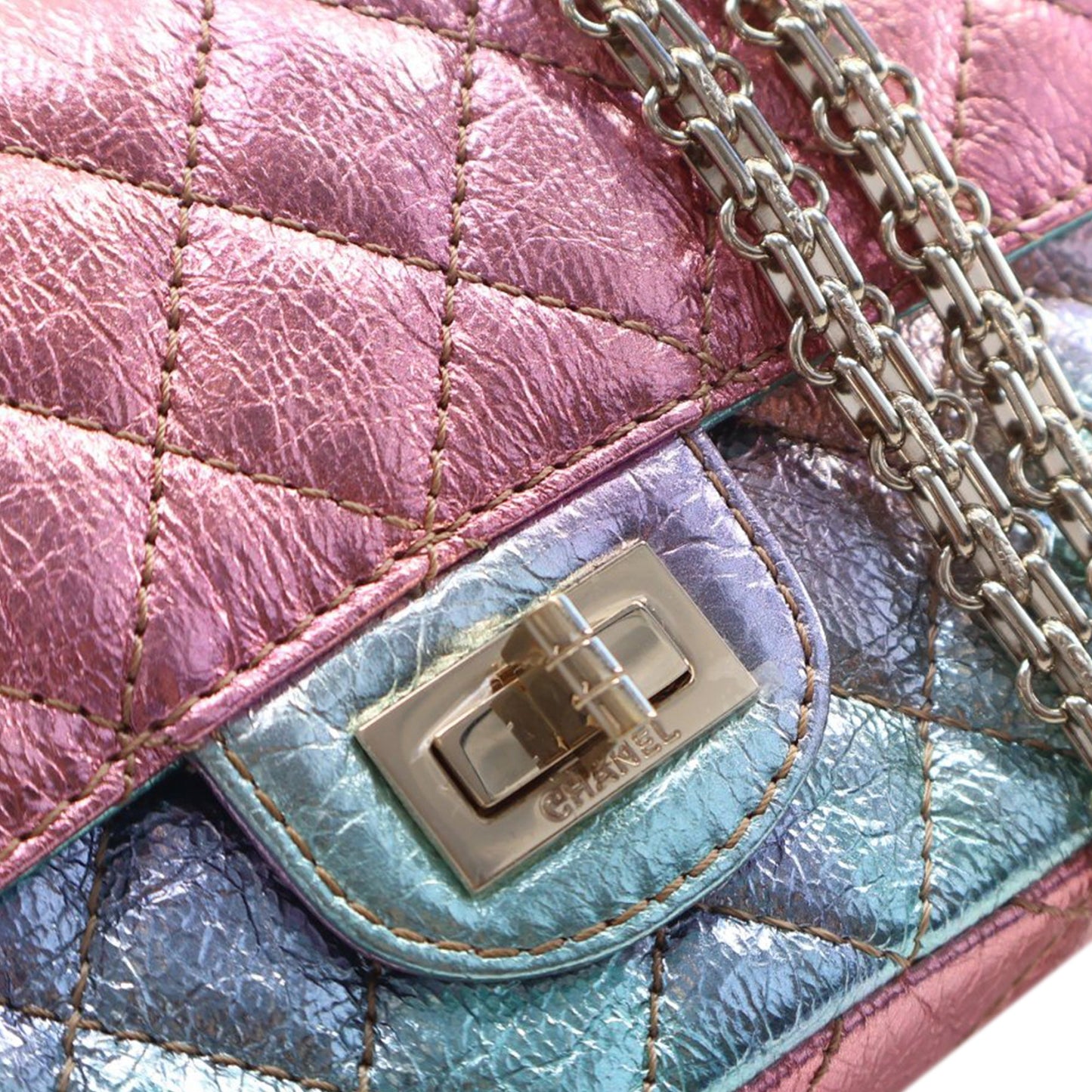 Crinkled Calfskin Rainbow Reissue 2.55 Single Flap 224