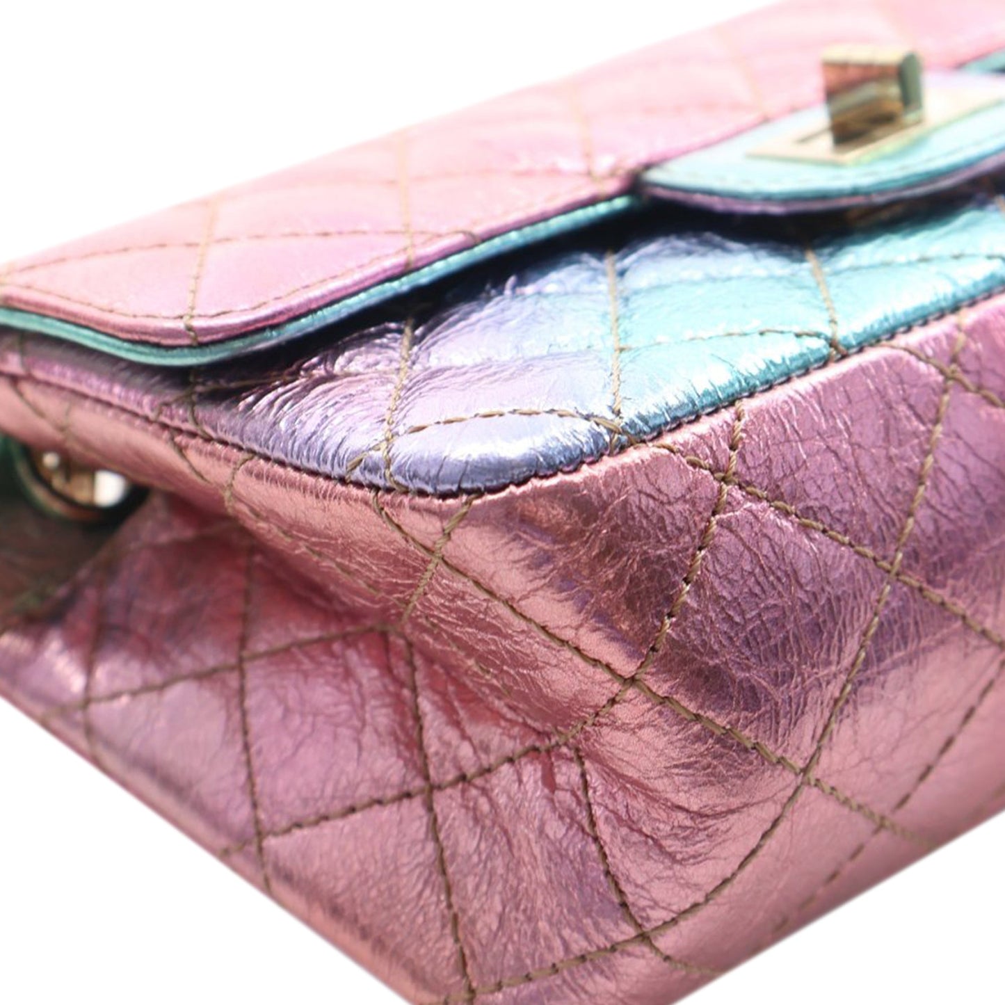 Crinkled Calfskin Rainbow Reissue 2.55 Single Flap 224