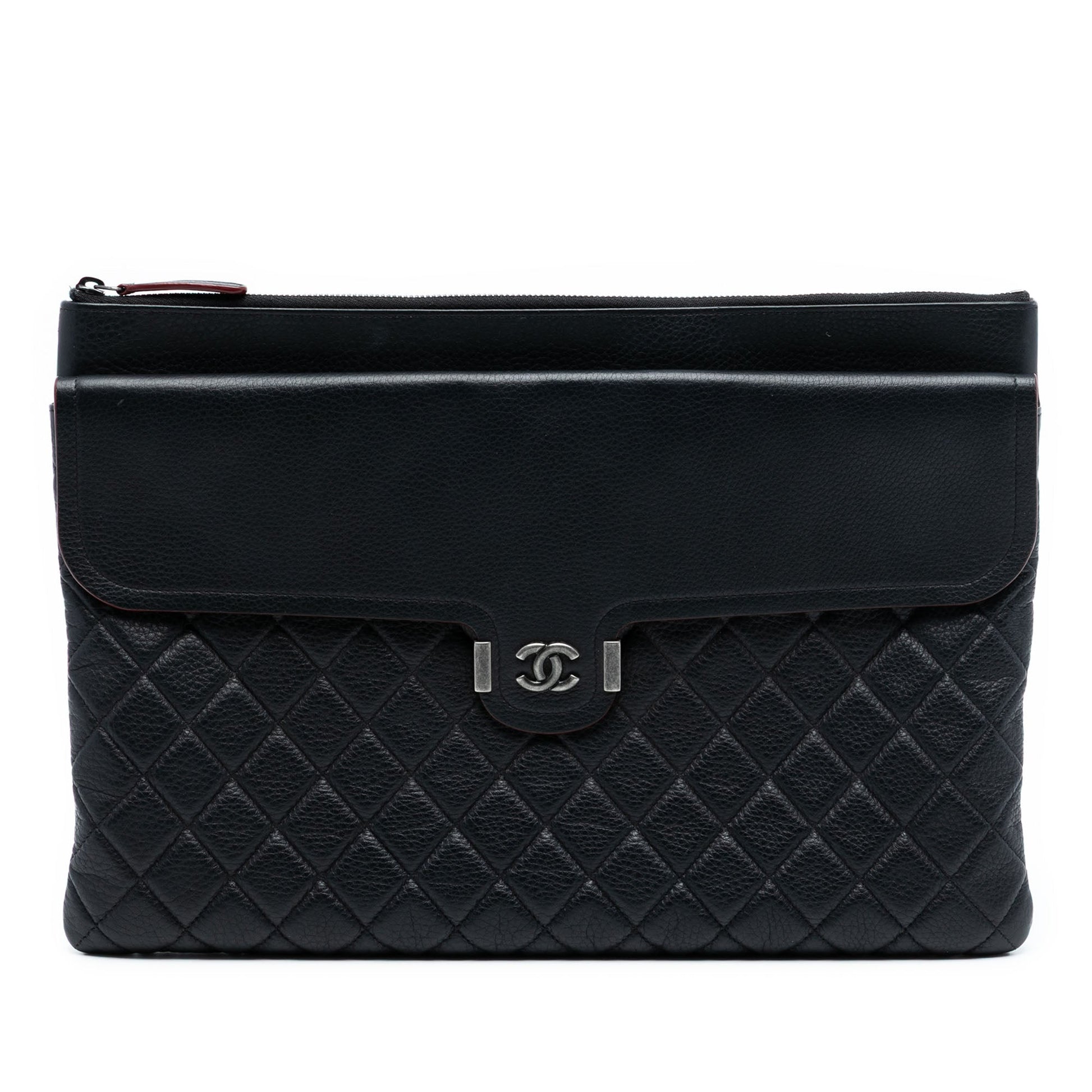 Chanel Large Quilted Grained Calfskin Archi Chic Cosmetic Case