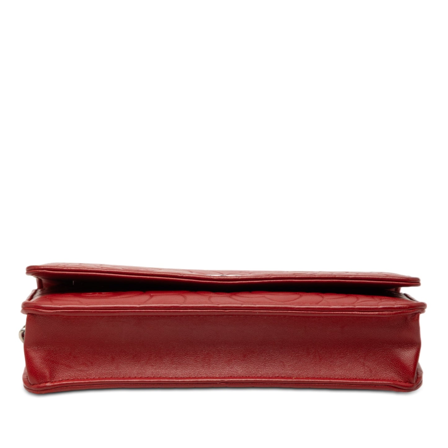 Chanel CC Embossed Lambskin Camellia Wallet On Chain