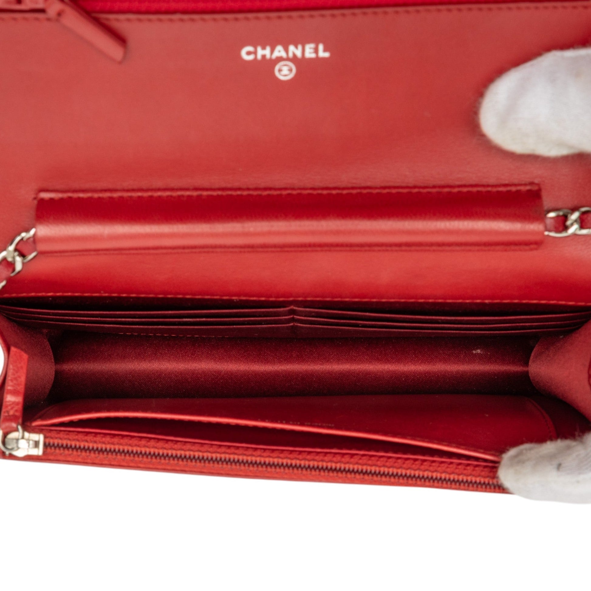 Chanel CC Embossed Lambskin Camellia Wallet On Chain