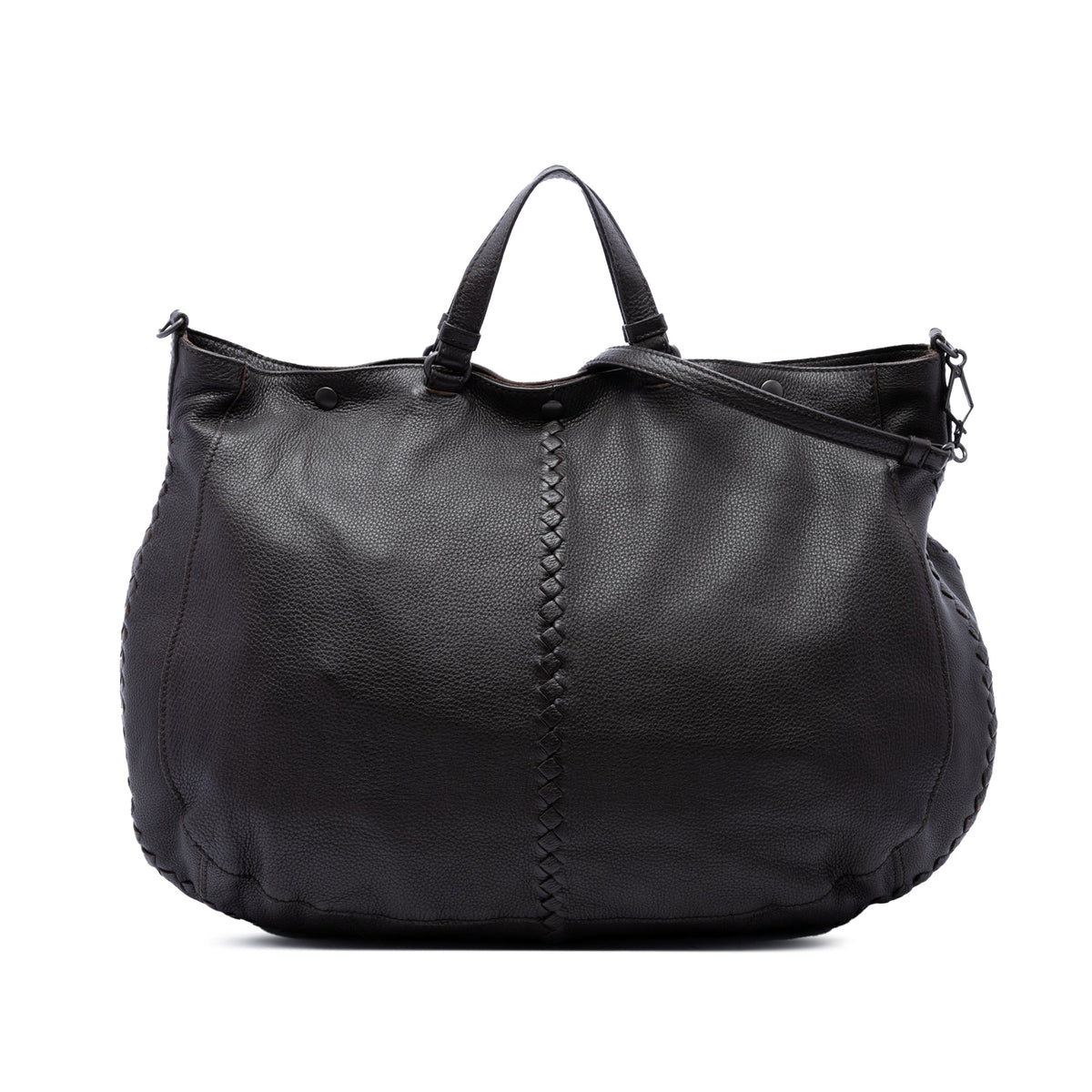 Bottega Veneta Intrecciato Trimmed Cervo Deerskin Convertible Tote — Brown
