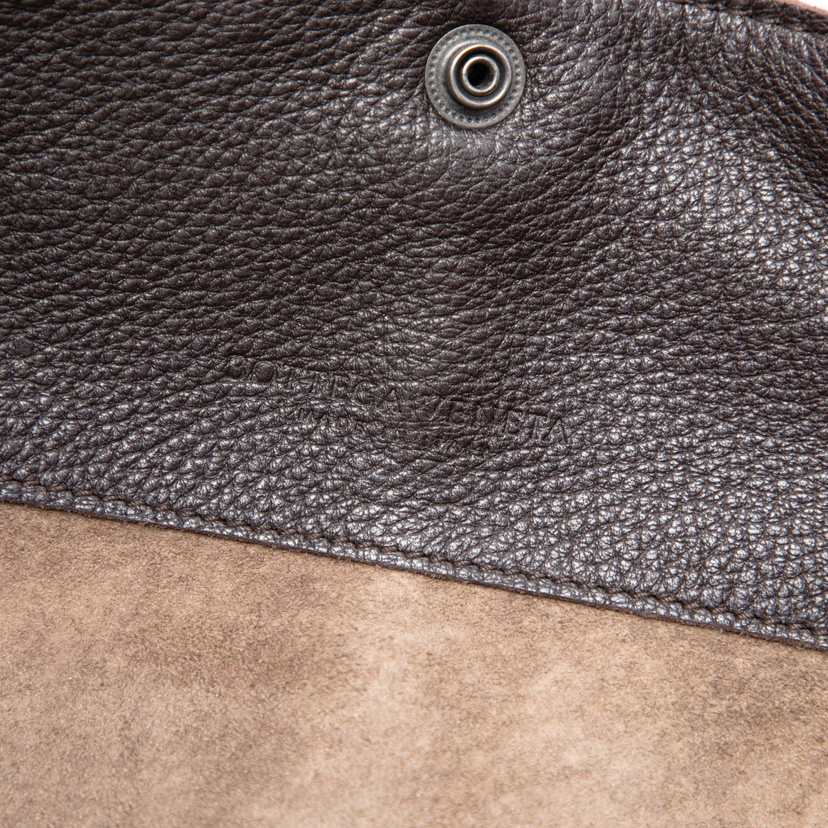 Bottega Veneta Intrecciato Trimmed Cervo Deerskin Convertible Tote — Brown