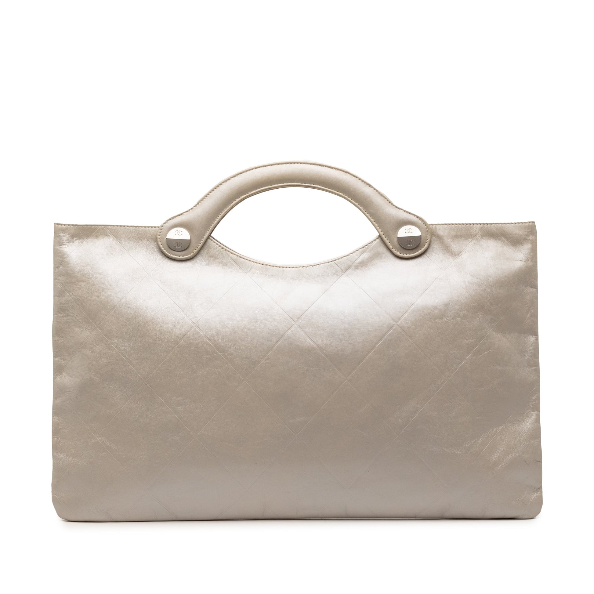 Chanel Metallic Embossed Calfskin Flat Handbag