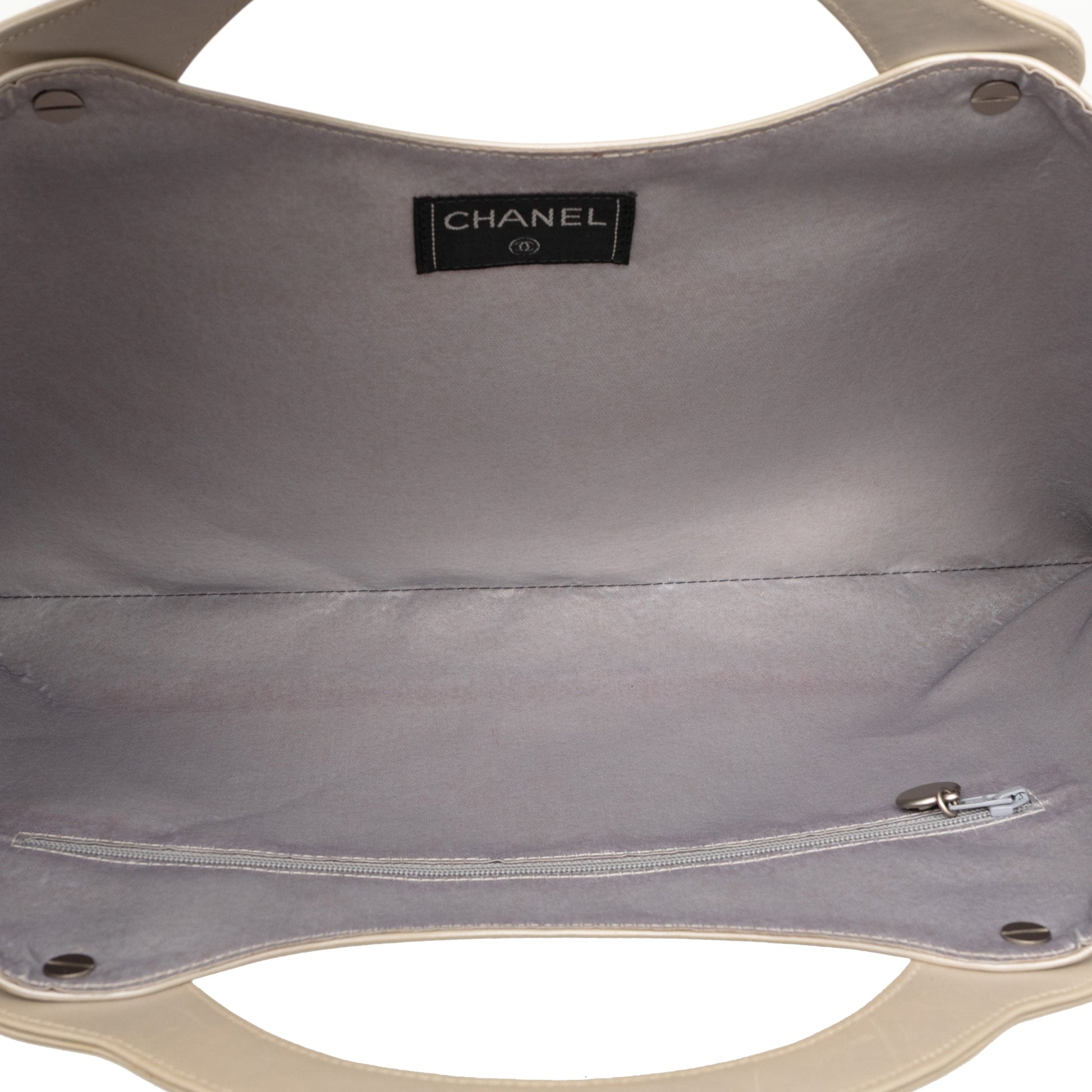 Chanel Metallic Embossed Calfskin Flat Handbag