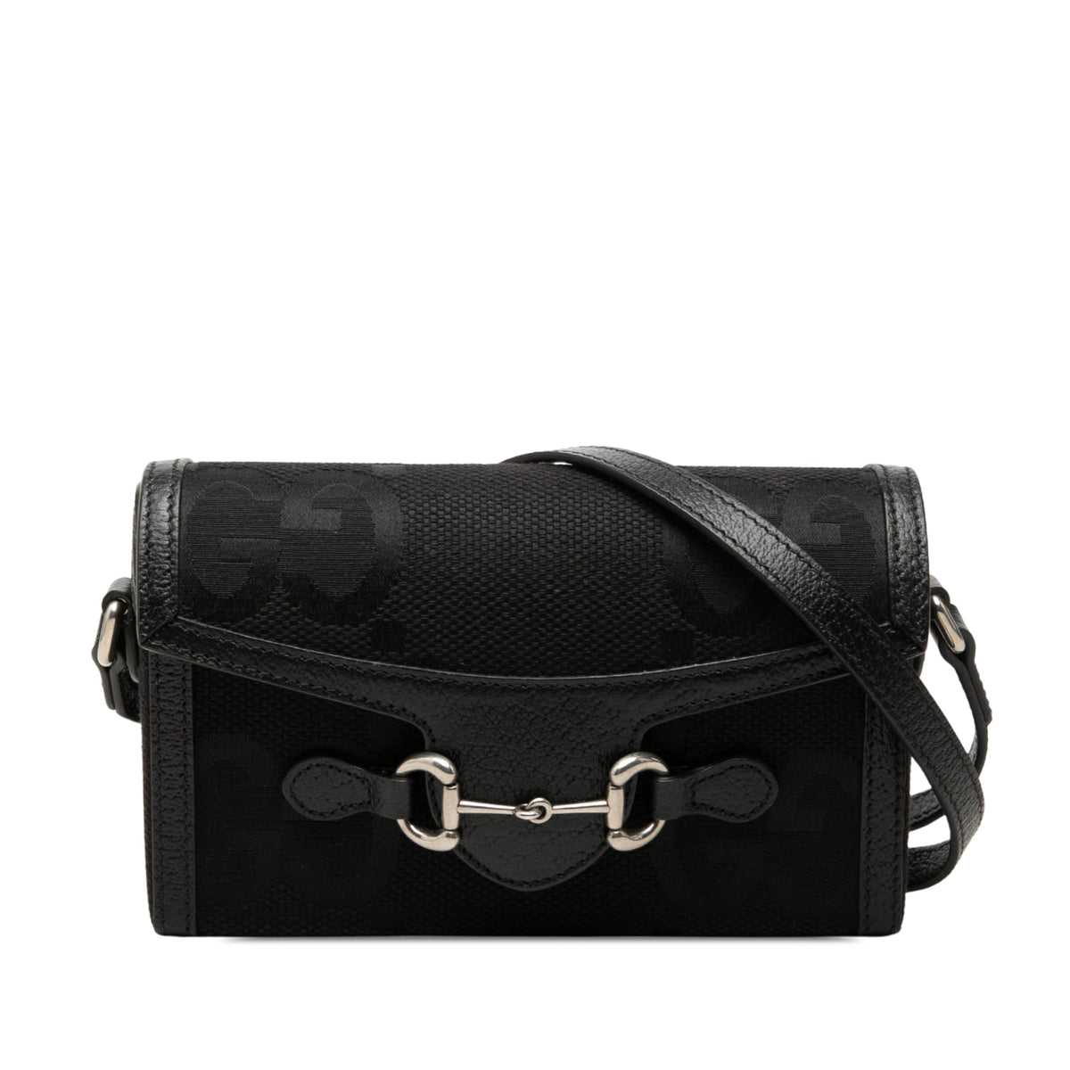Gucci Mini Jumbo GG Canvas Horsebit 1955 Crossbody — Black