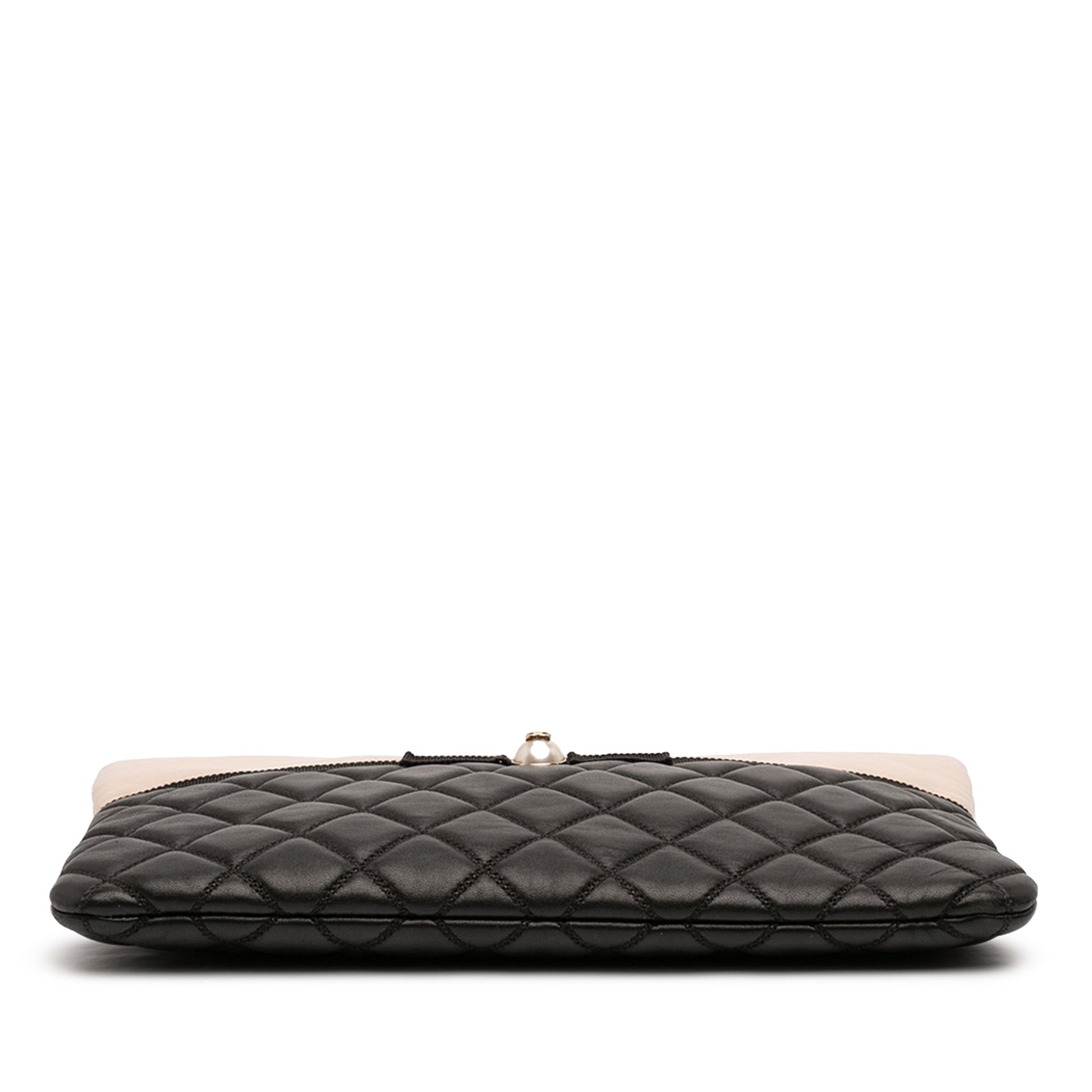 Chanel Medium Quilted Lambskin and Calfskin Pearl O Case Clutch