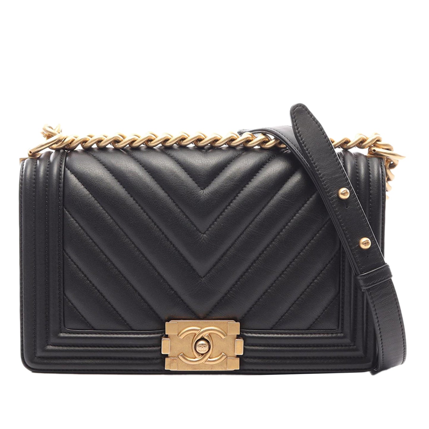 Chanel Old Medium Chevron Lambskin Boy Flap