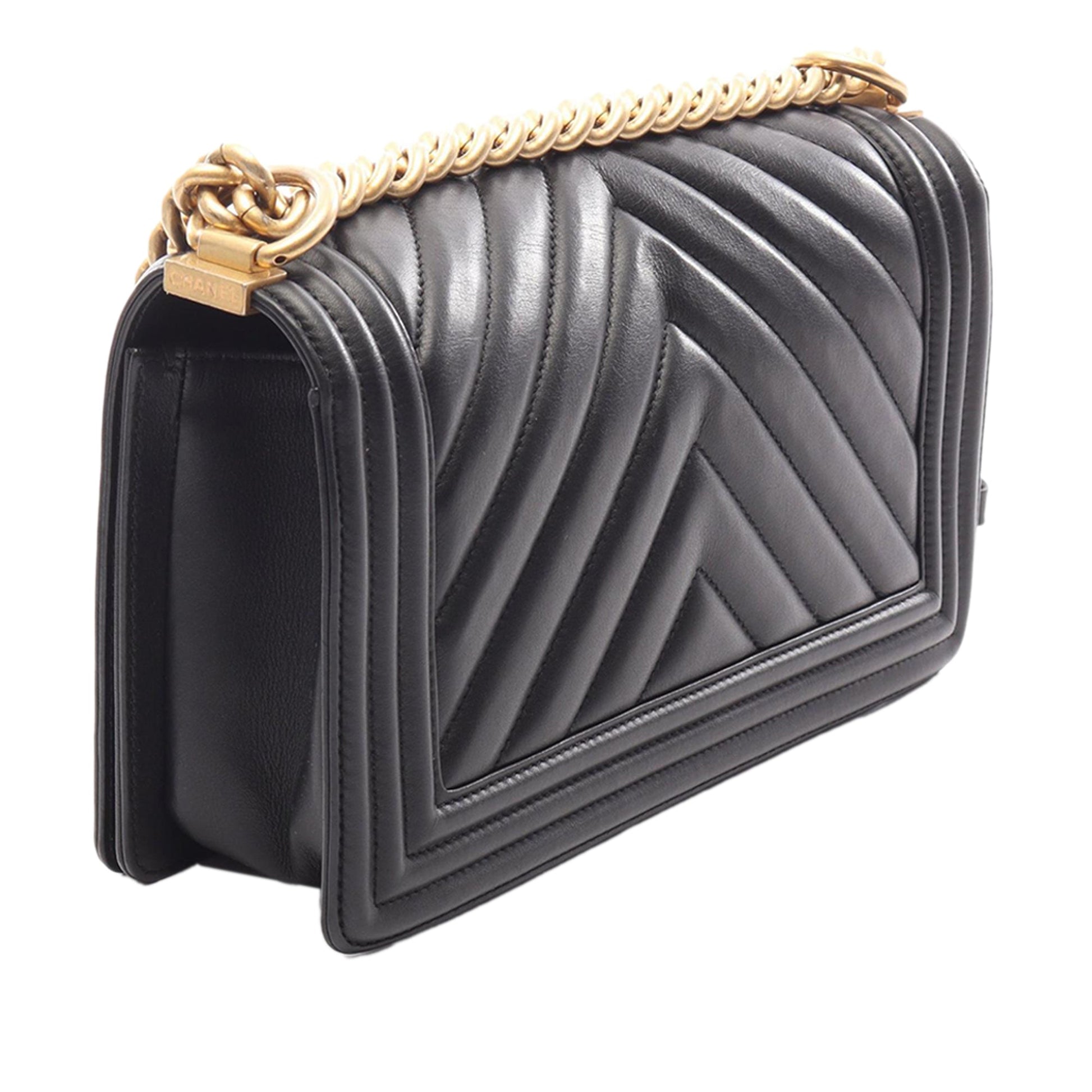 Chanel Old Medium Chevron Lambskin Boy Flap