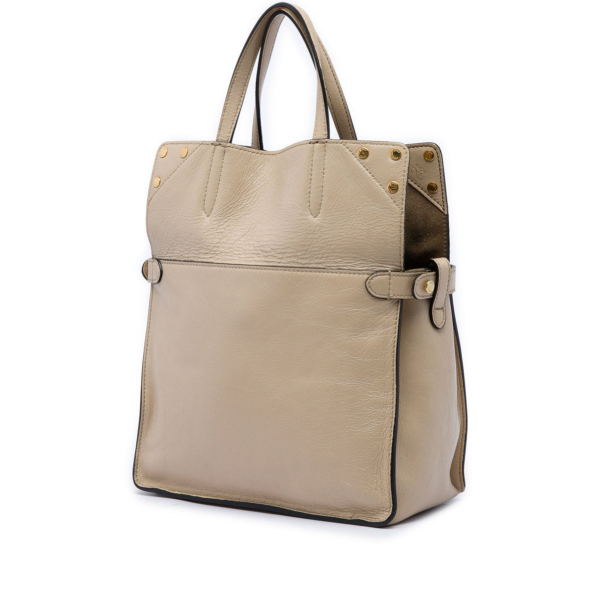 Fendi Vitello Grace and Suede Flip Satchel — Beige