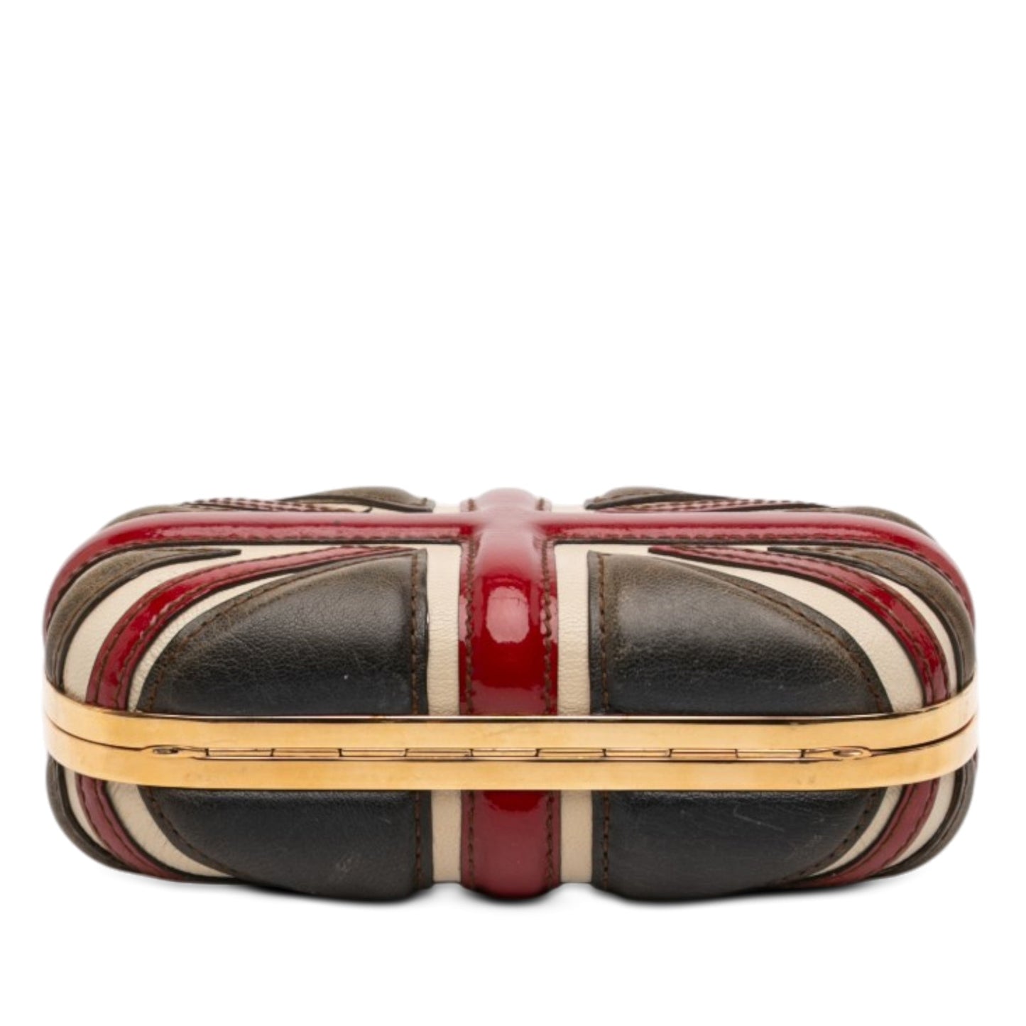 Alexander McQueen Calfskin and Patent Britannia Skull Box Clutch