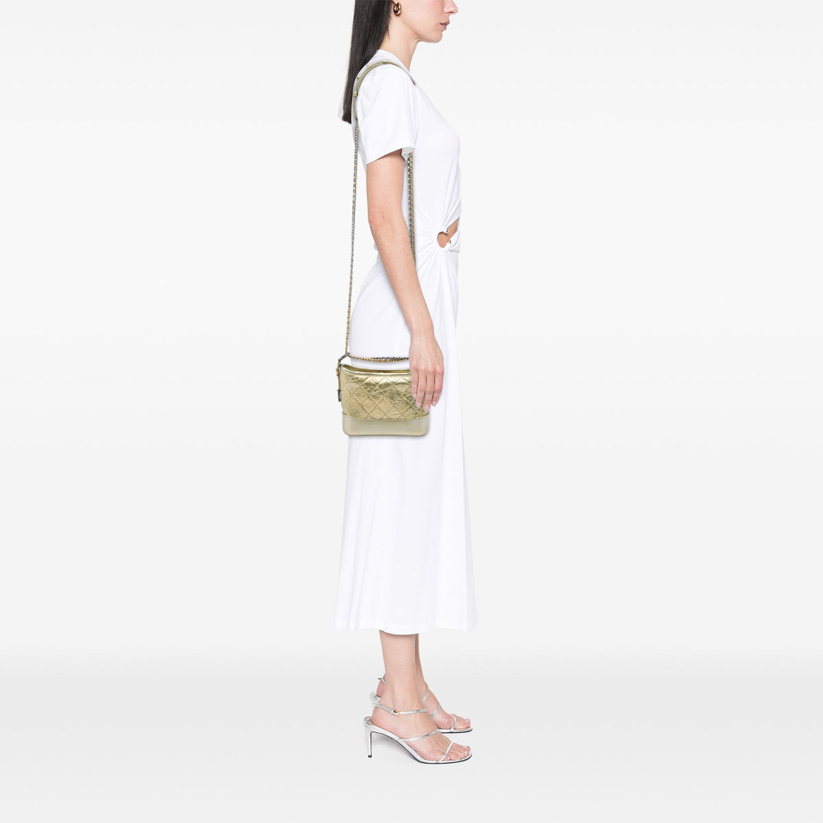 Chanel Small Quilted Metallic Aged Calfskin Gabrielle Hobo — Gold