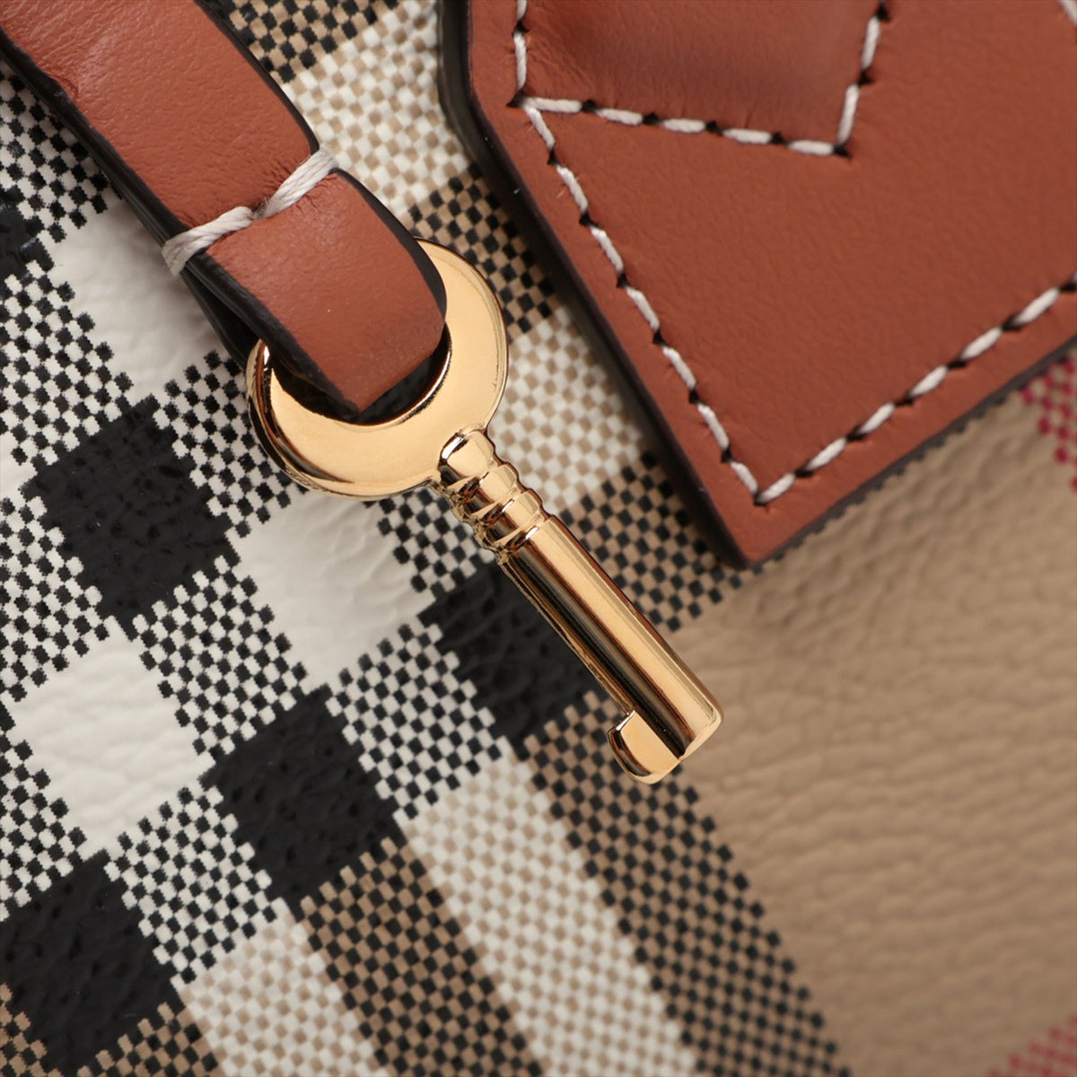 Burberry House Check Coated Canvas Boston Bag — Beige