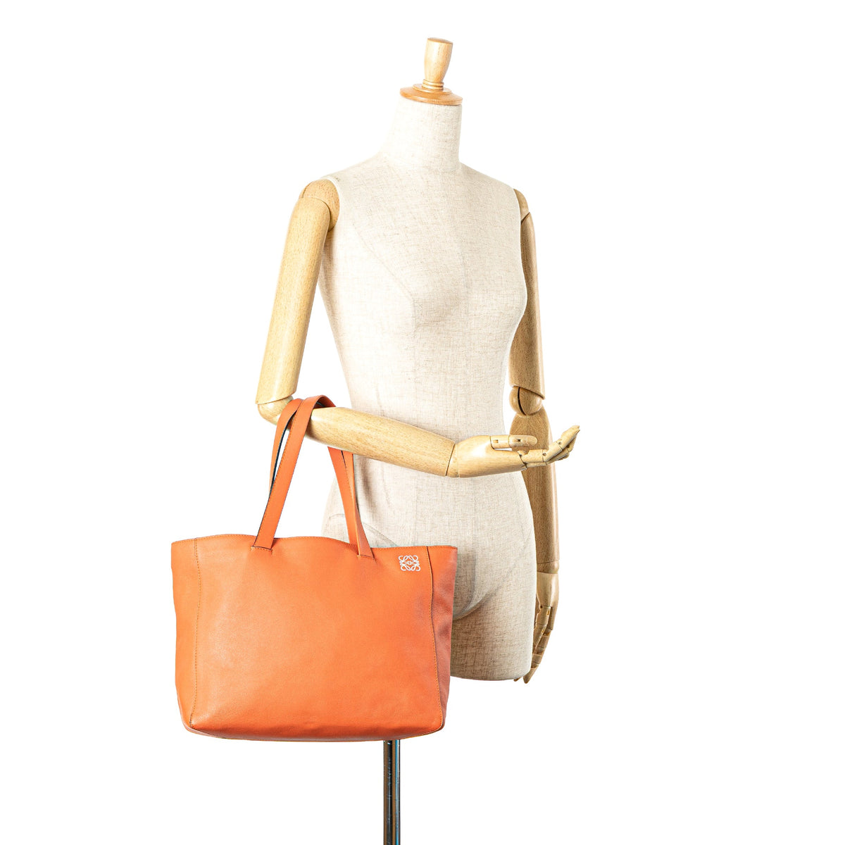 LOEWE Anagram Leather East West Tote — Orange
