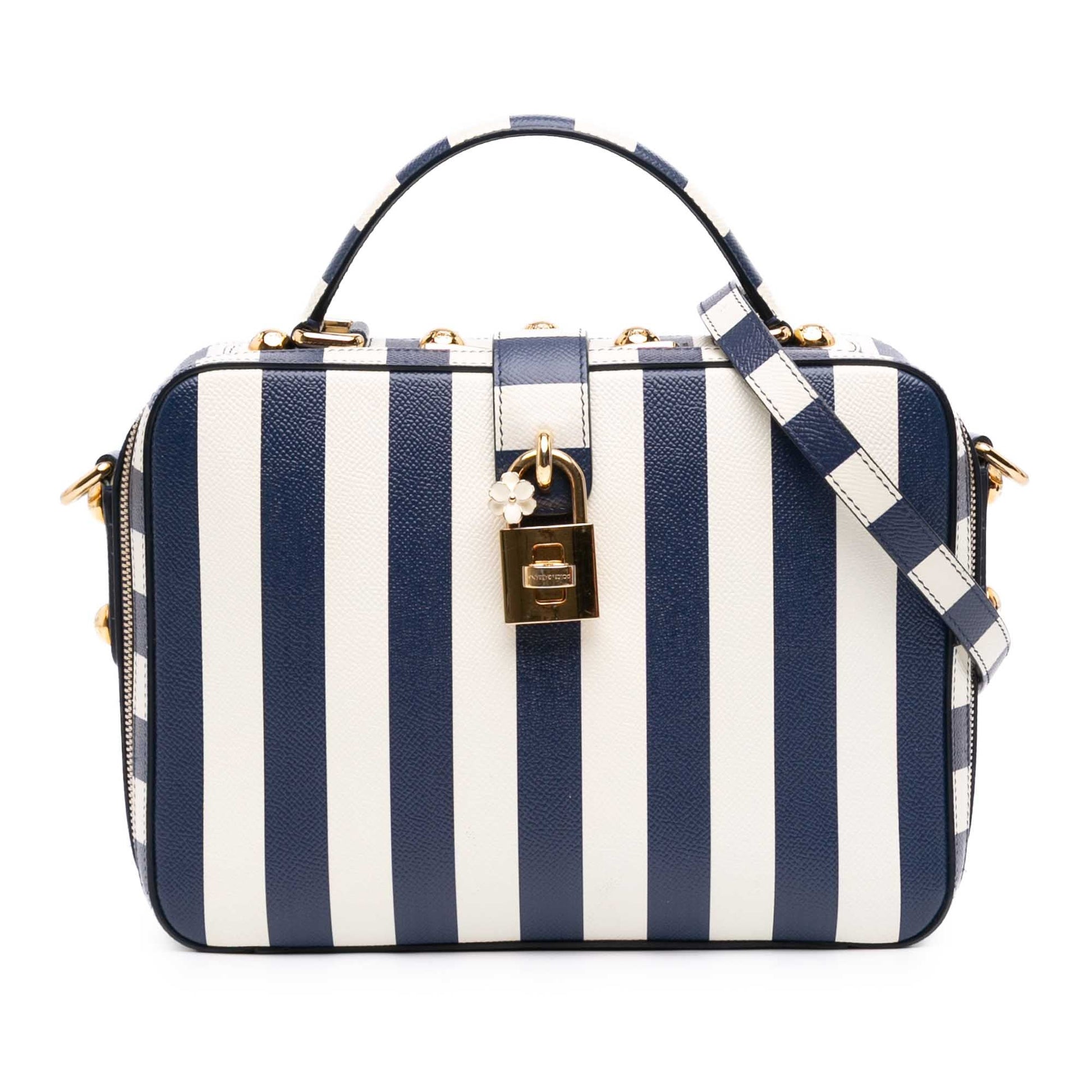 Dolce & Gabbana Leather Striped Box Top Handle Bag