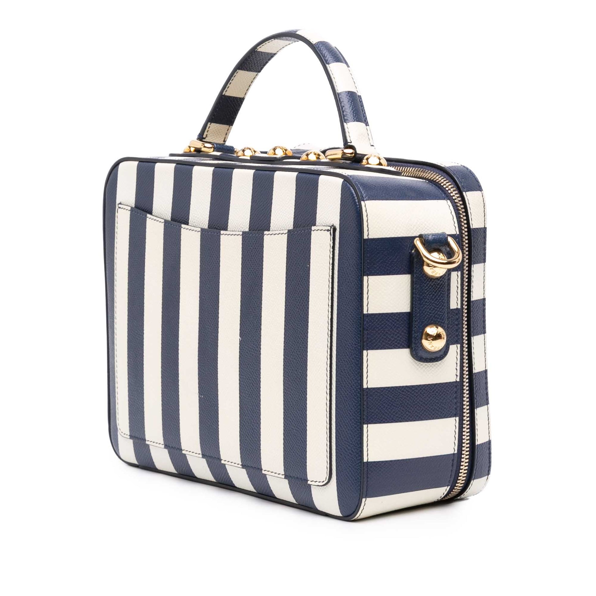 Dolce & Gabbana Leather Striped Box Top Handle Bag