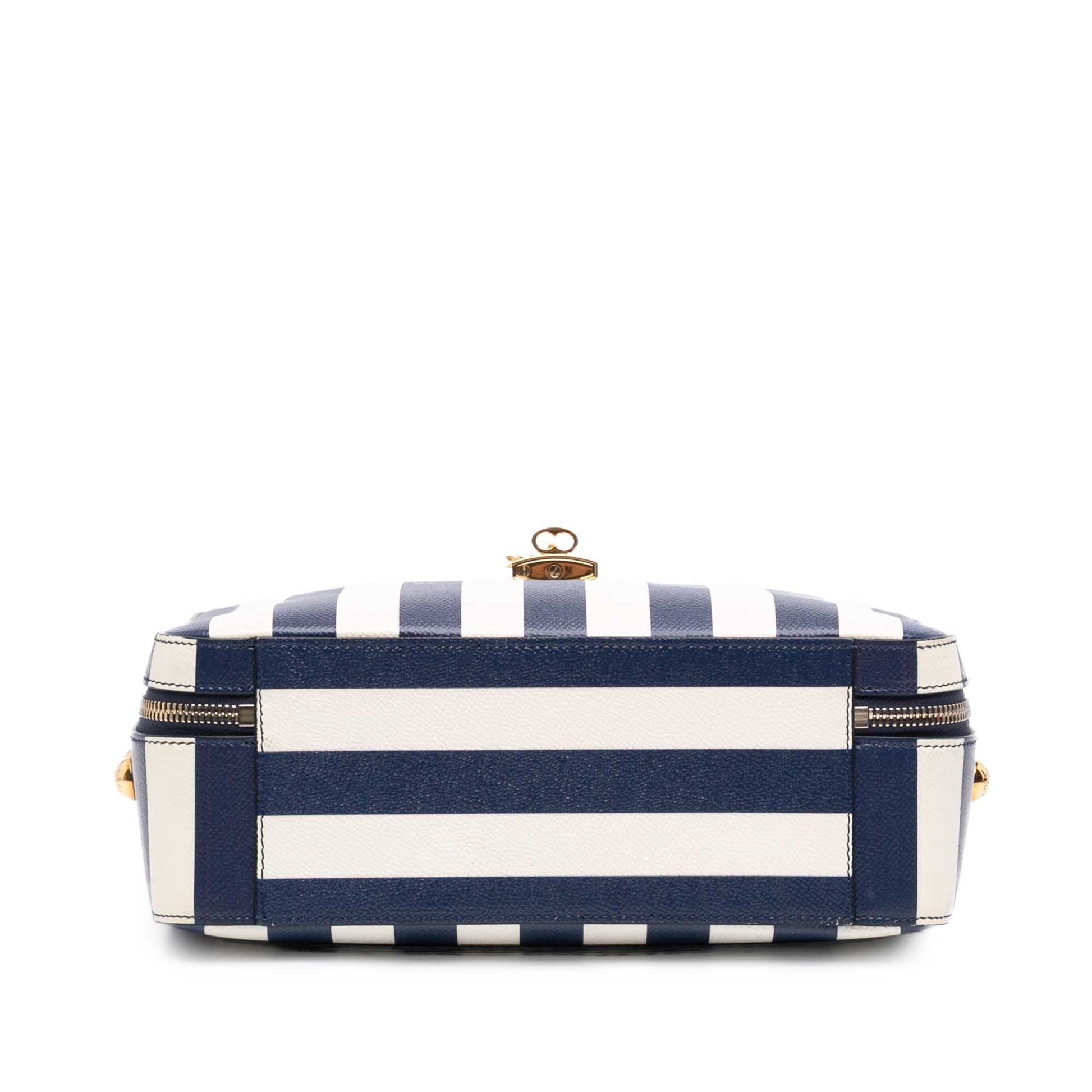 Dolce & Gabbana Leather Striped Box Top Handle Bag