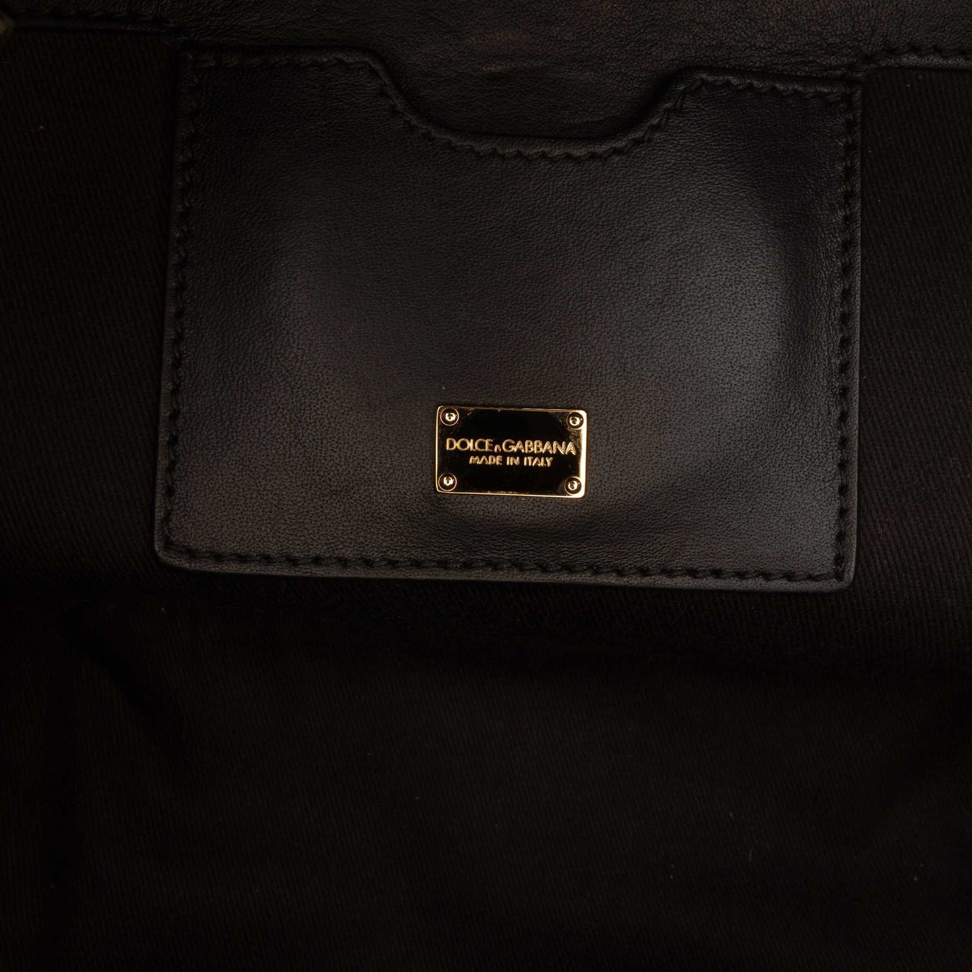 Dolce & Gabbana Leather Striped Box Top Handle Bag