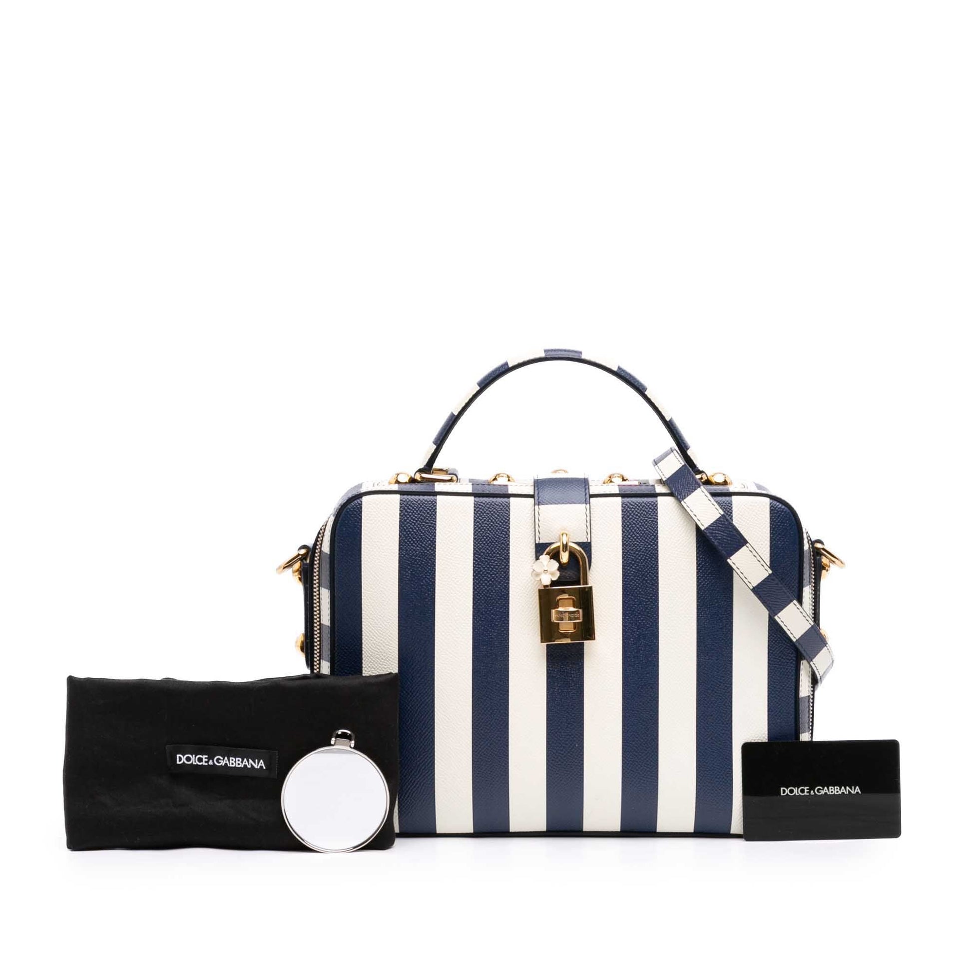 Dolce & Gabbana Leather Striped Box Top Handle Bag