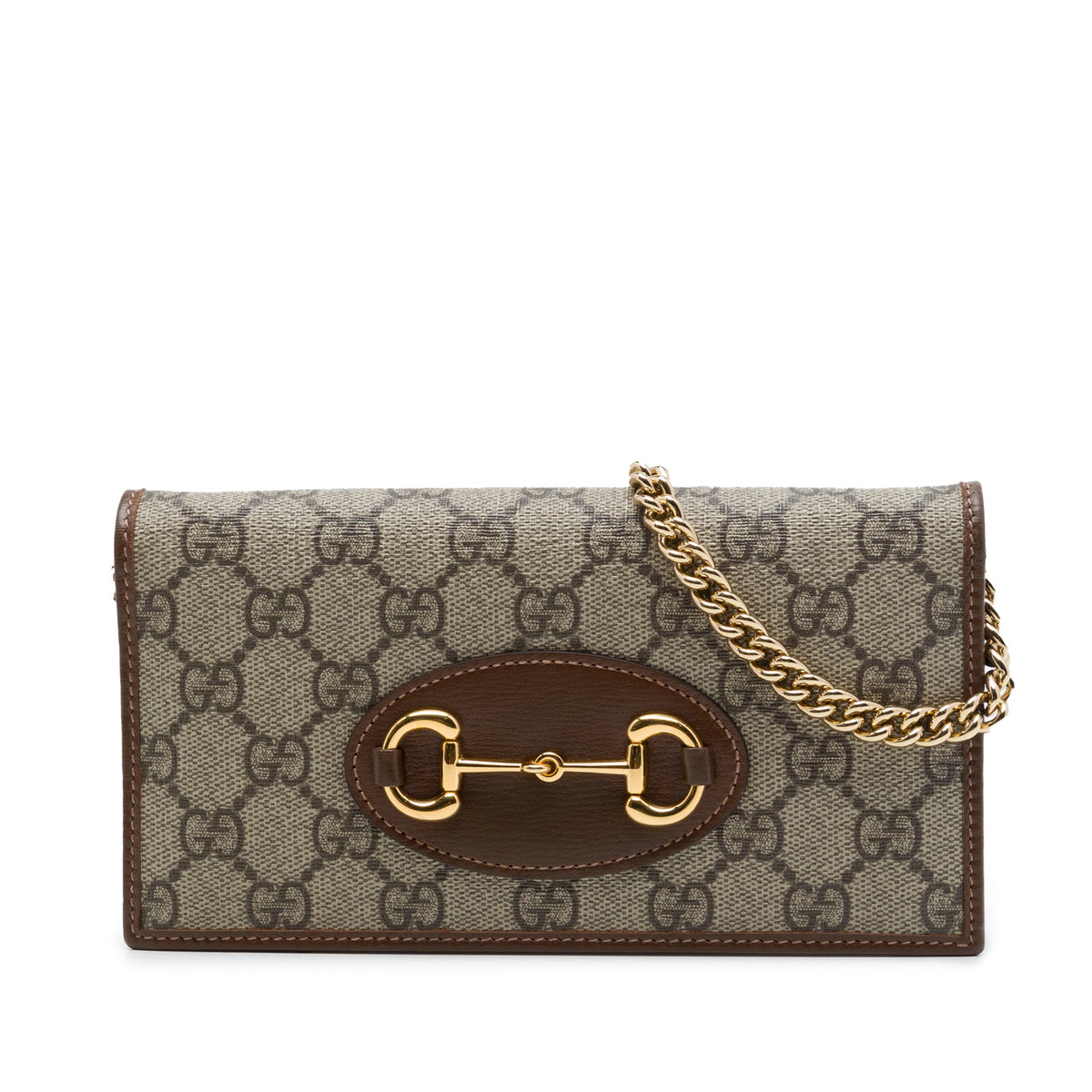 Gucci GG Supreme Horsebit 1955 Wallet On Chain — Beige