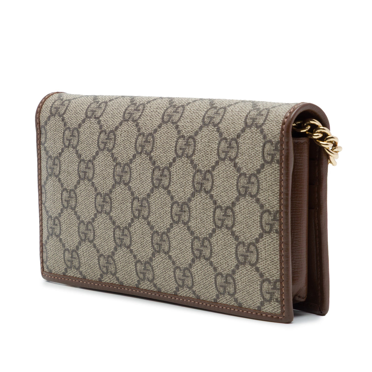 Gucci GG Supreme Horsebit 1955 Wallet On Chain — Beige
