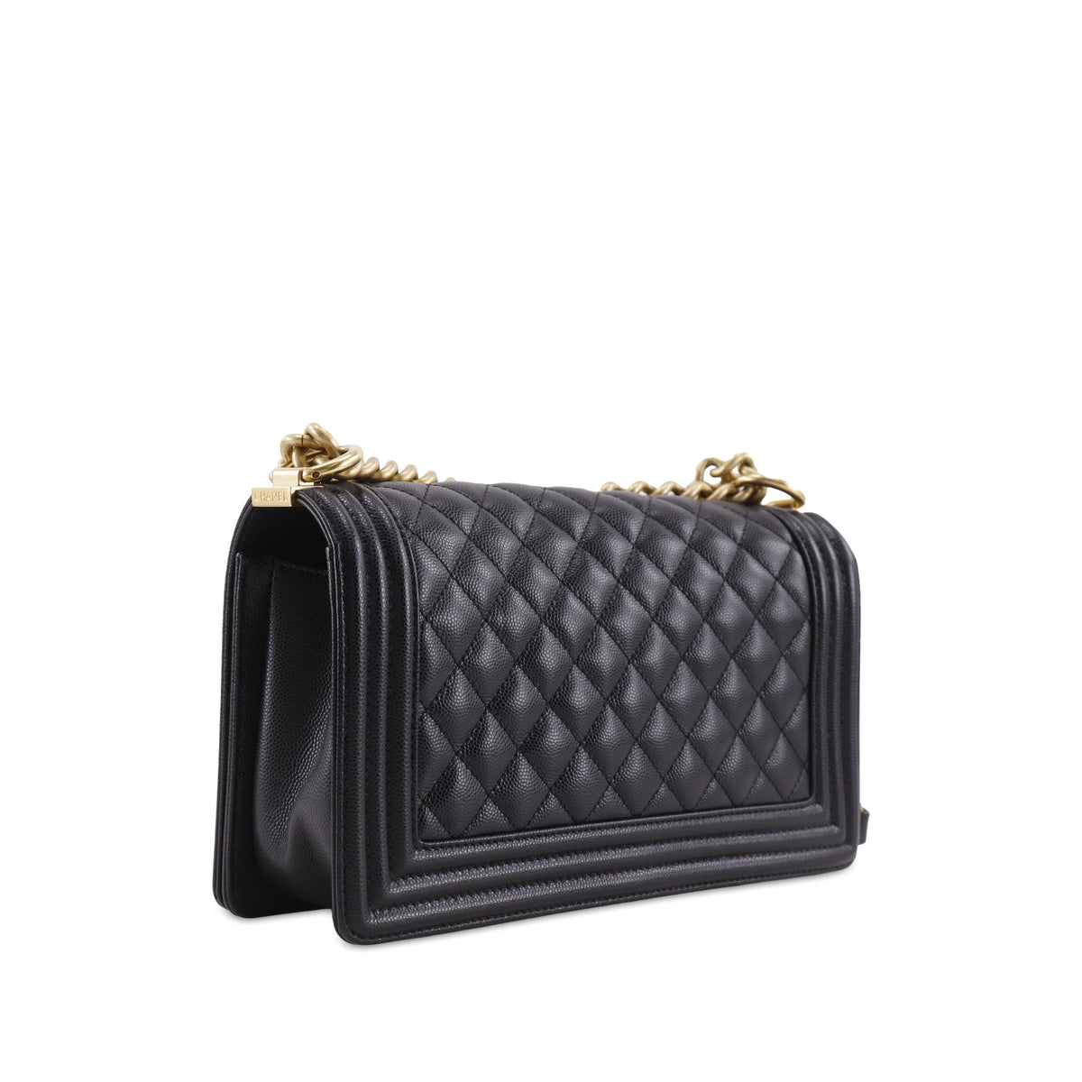 Chanel Old Medium Quilted Caviar Boy Flap — Black