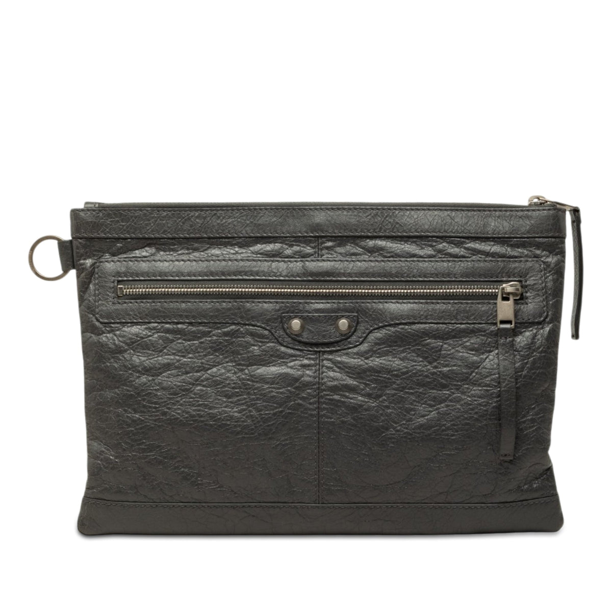 Balenciaga Lambskin Motocross Classic Clip Clutch M