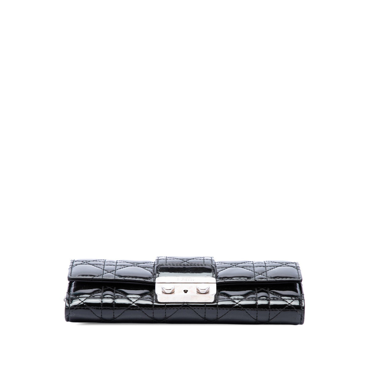 Dior Patent Cannage Miss Dior Wallet on Chain — Black