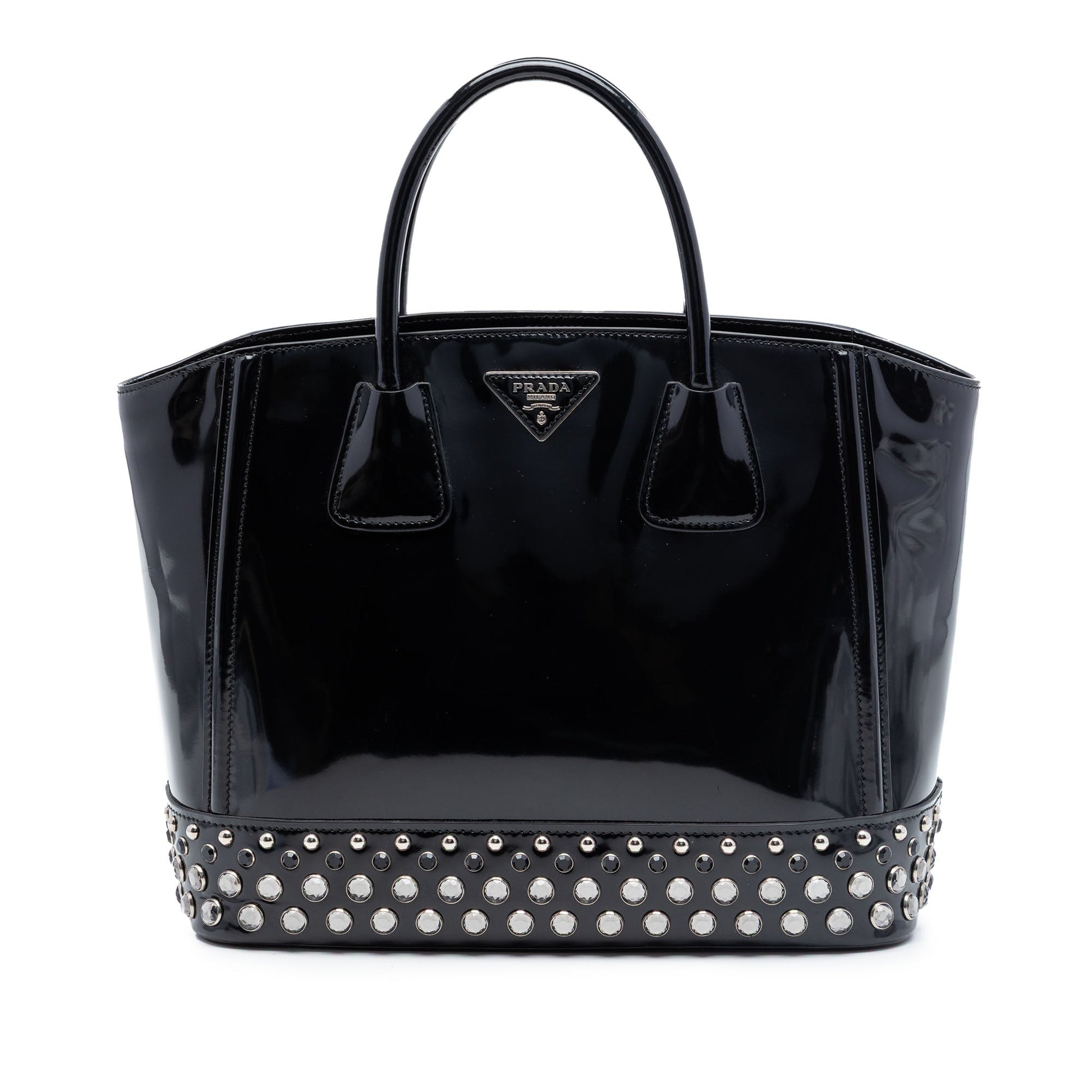Prada Spazzolato Studded Crystal Tote
