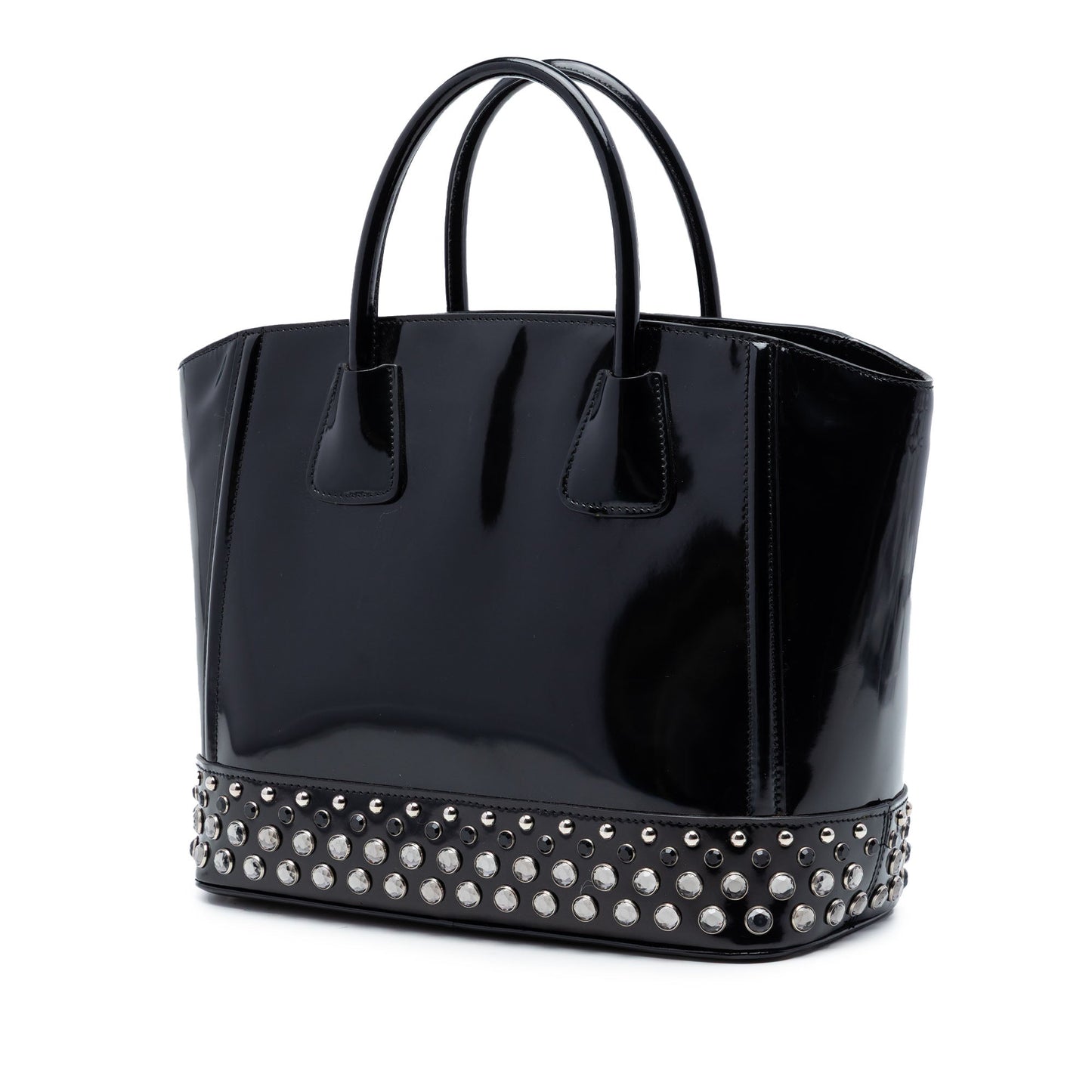 Prada Spazzolato Studded Crystal Tote