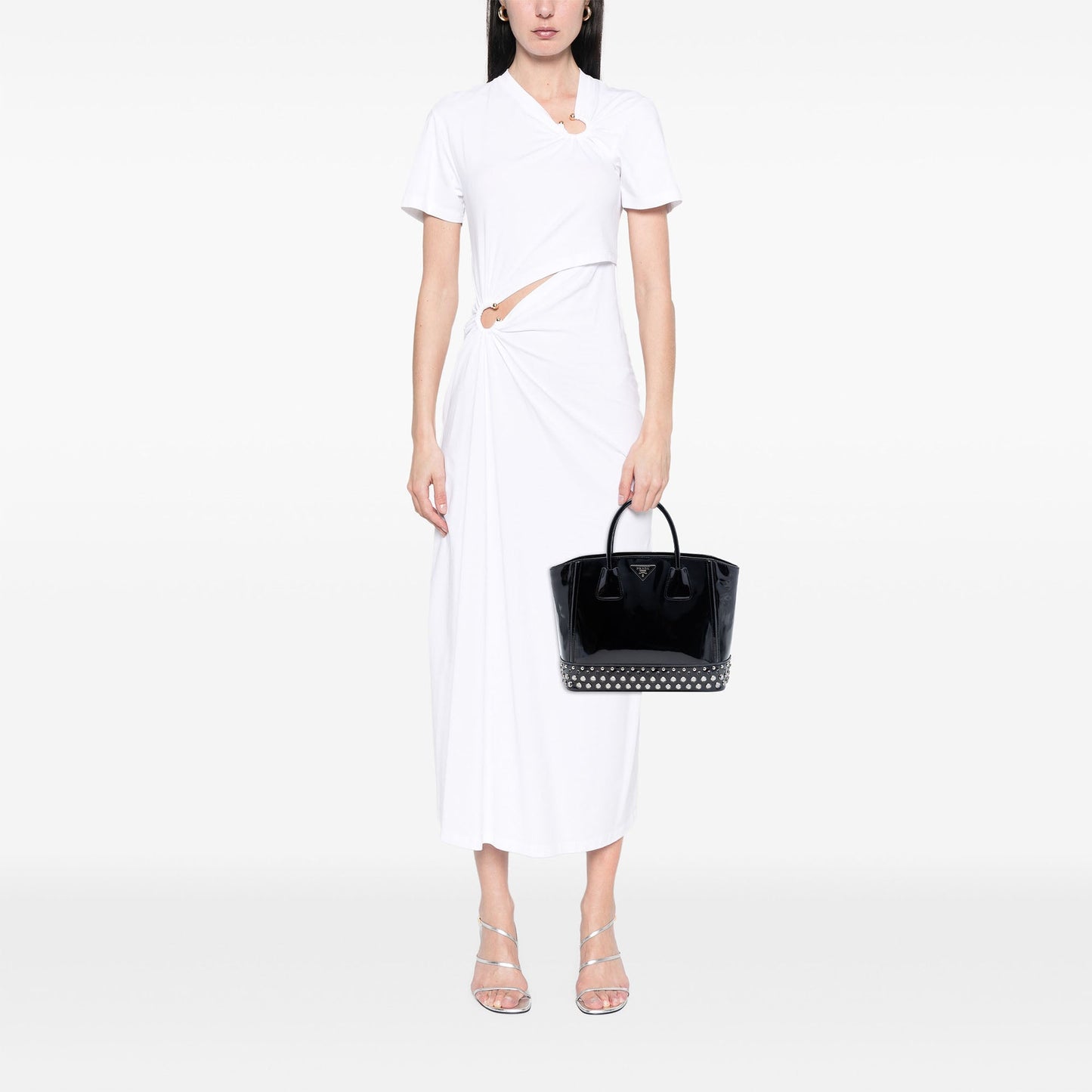 Prada Spazzolato Studded Crystal Tote