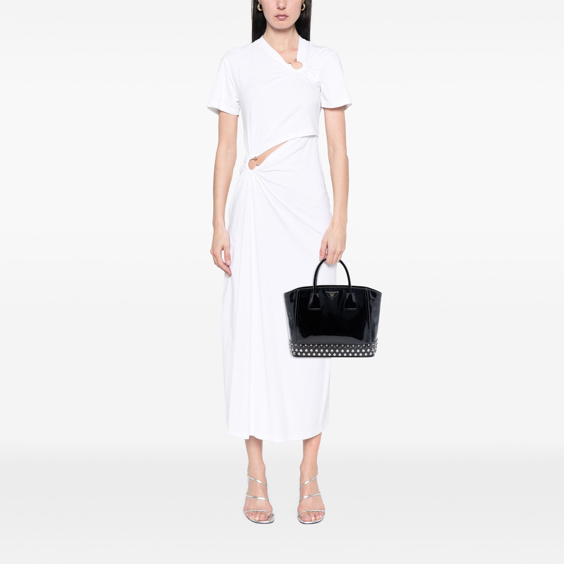 Prada Spazzolato Studded Crystal Tote
