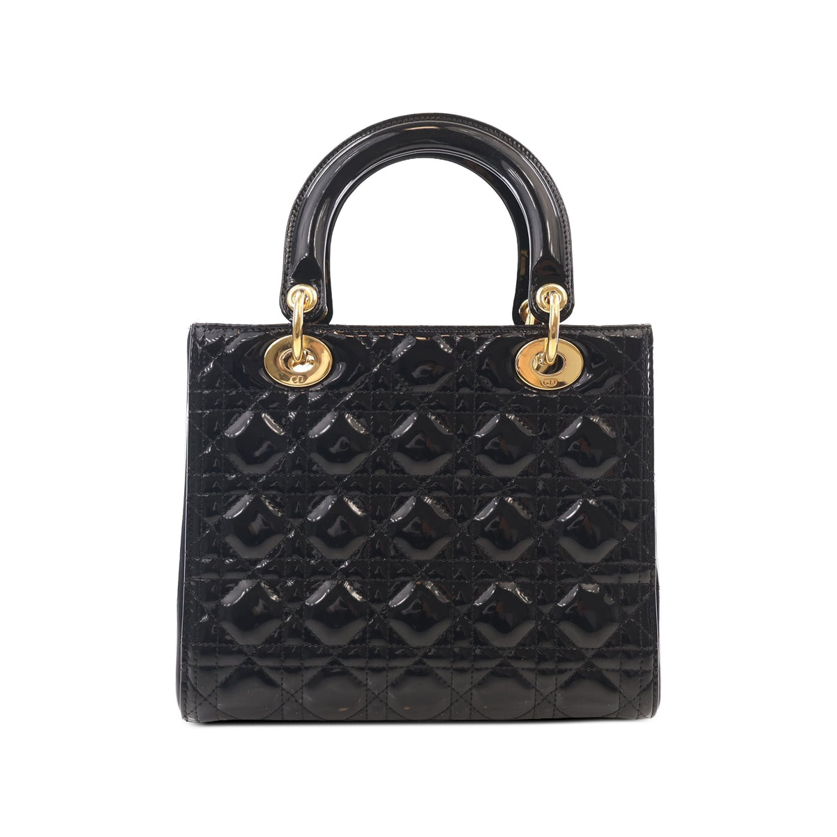 Dior Medium Patent Cannage Lady Dior — Black